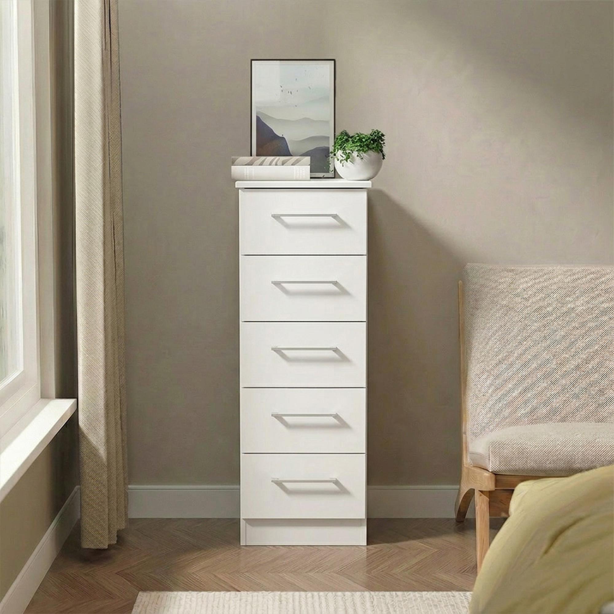 Worcester Chest - 5 Drawer - Narrow - White