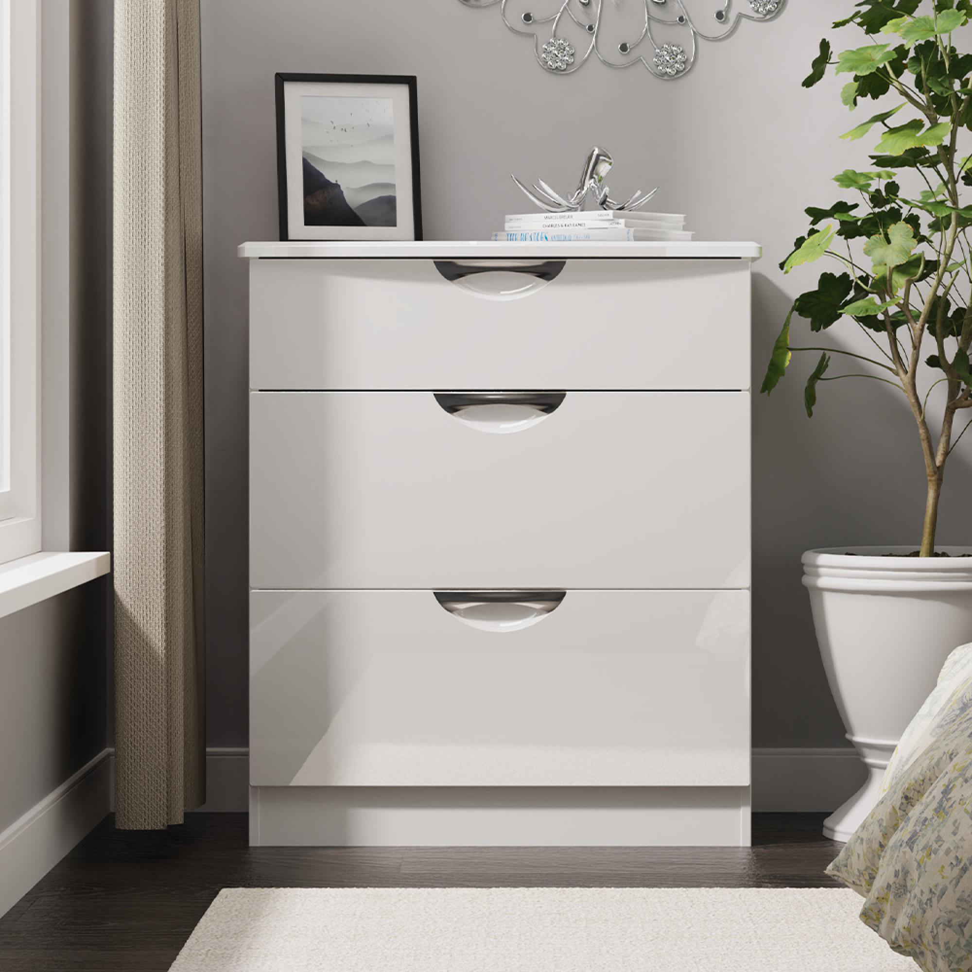 Camden Chest - 3 Drawer - Deep - White Gloss
