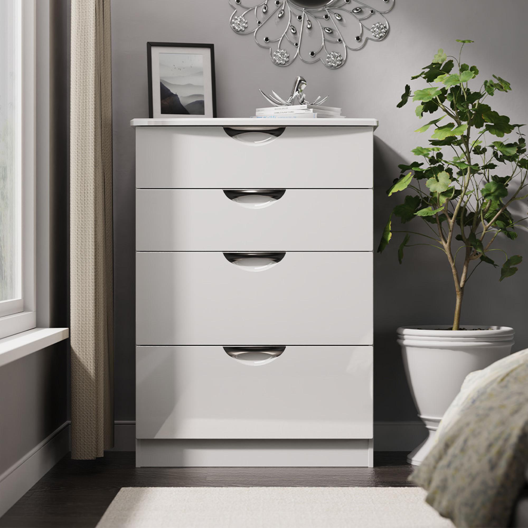 Camden Chest - 4 Drawer - Deep - White Gloss