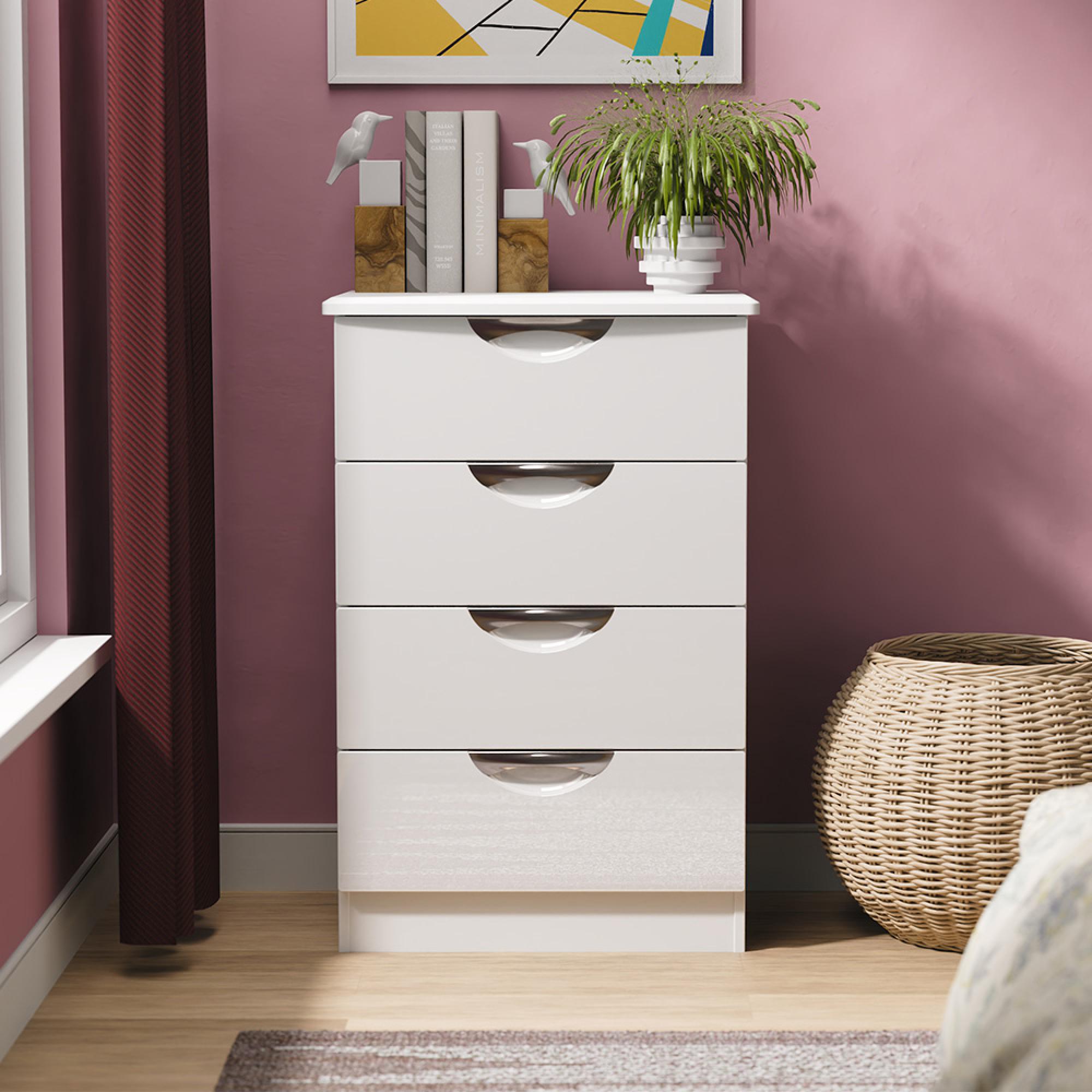 Camden Chest - 4 Drawer - Midi - White Gloss
