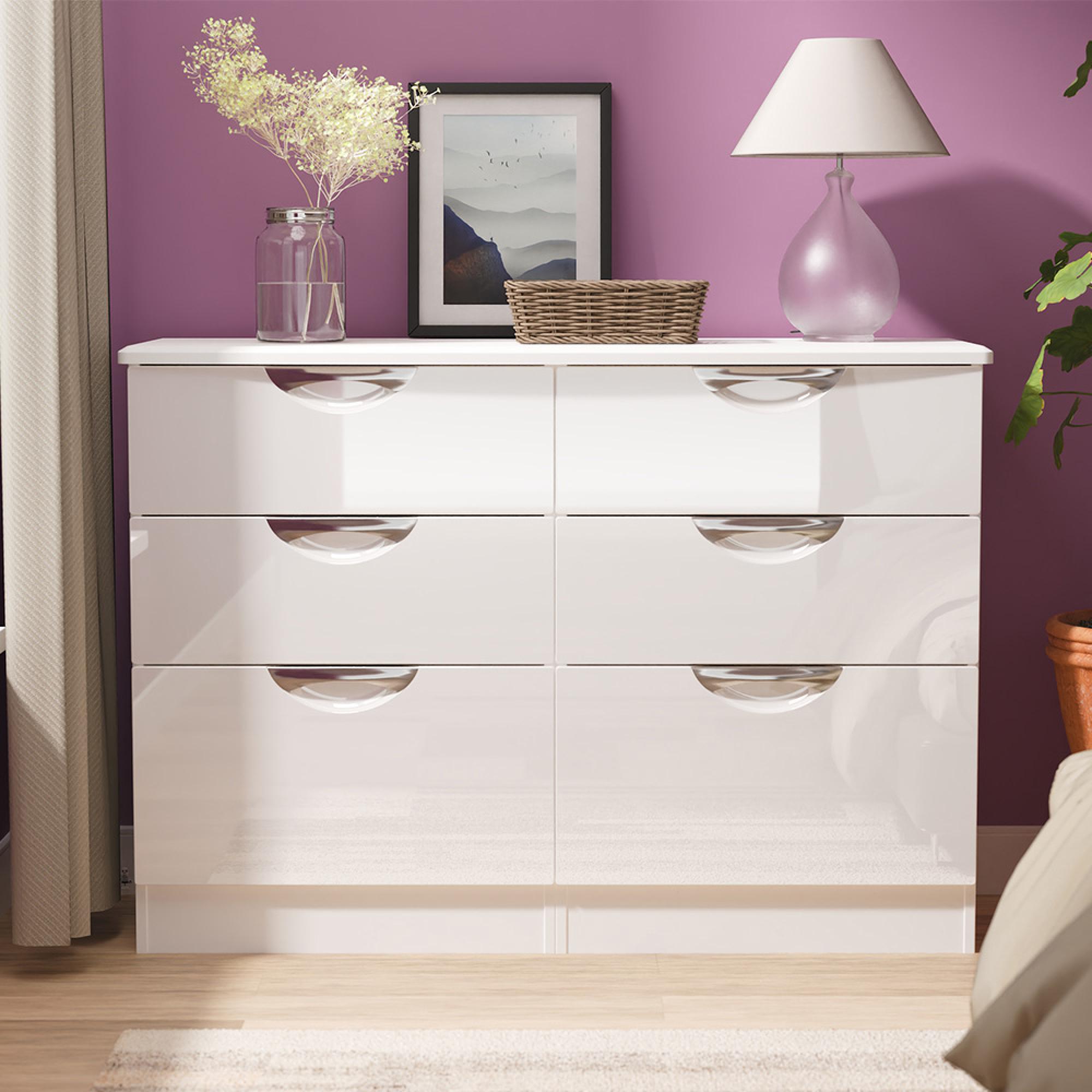 Camden Chest - 6 Drawer - Midi - White Gloss