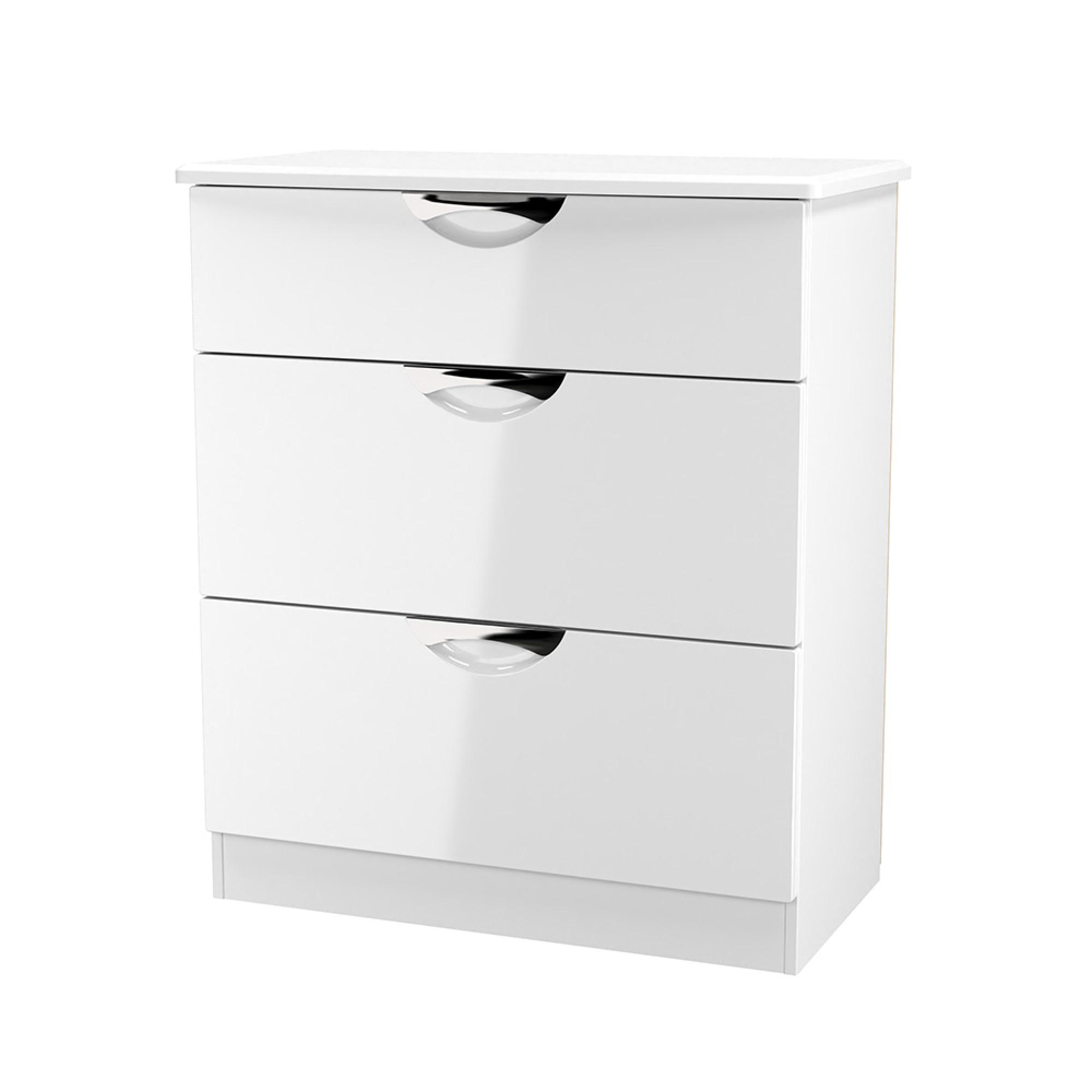 Camden Chest - 3 Drawer - Deep - White Gloss