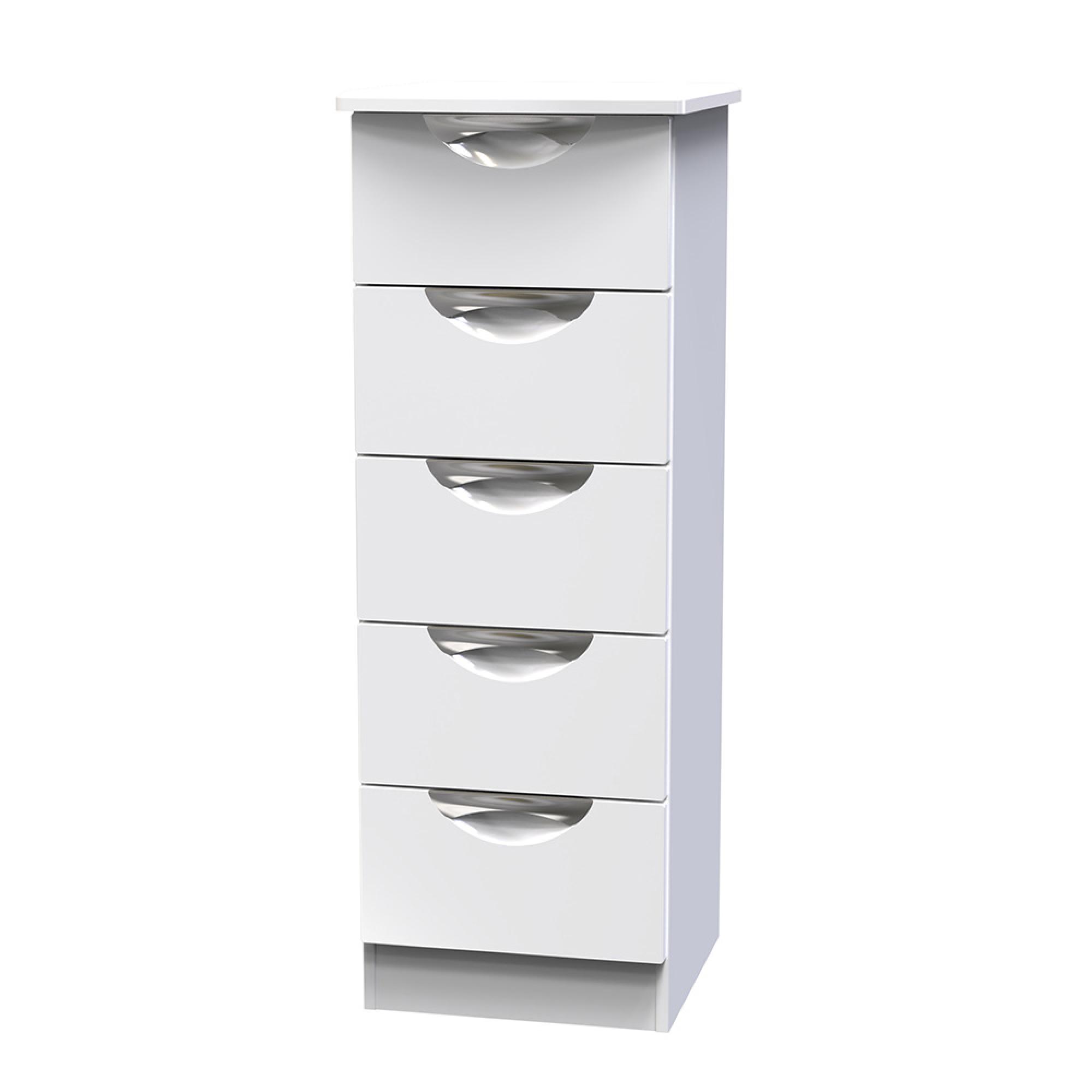 Camden Chest - 5 Drawer - Narrow - White Gloss