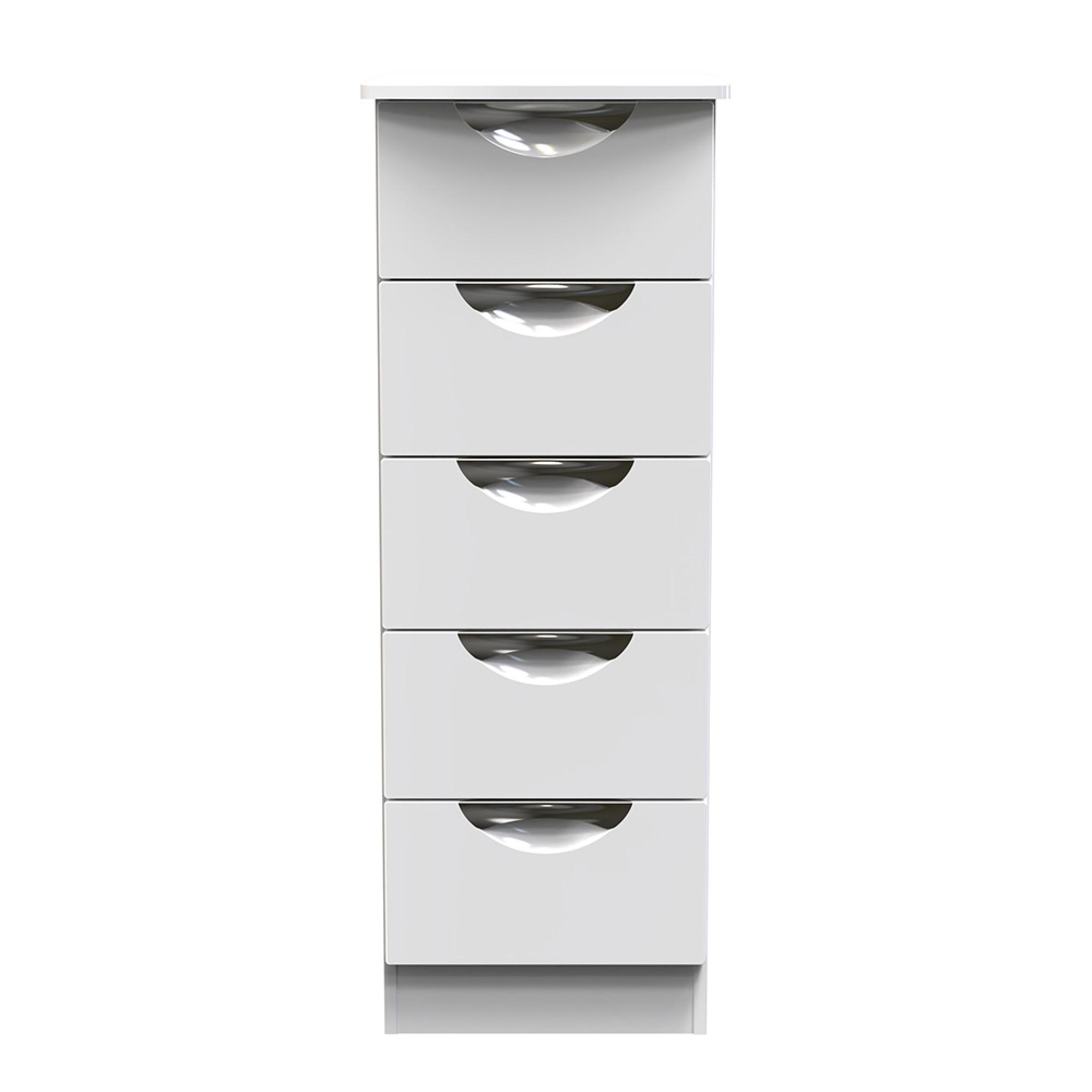 Camden Chest - 5 Drawer - Narrow - White Gloss