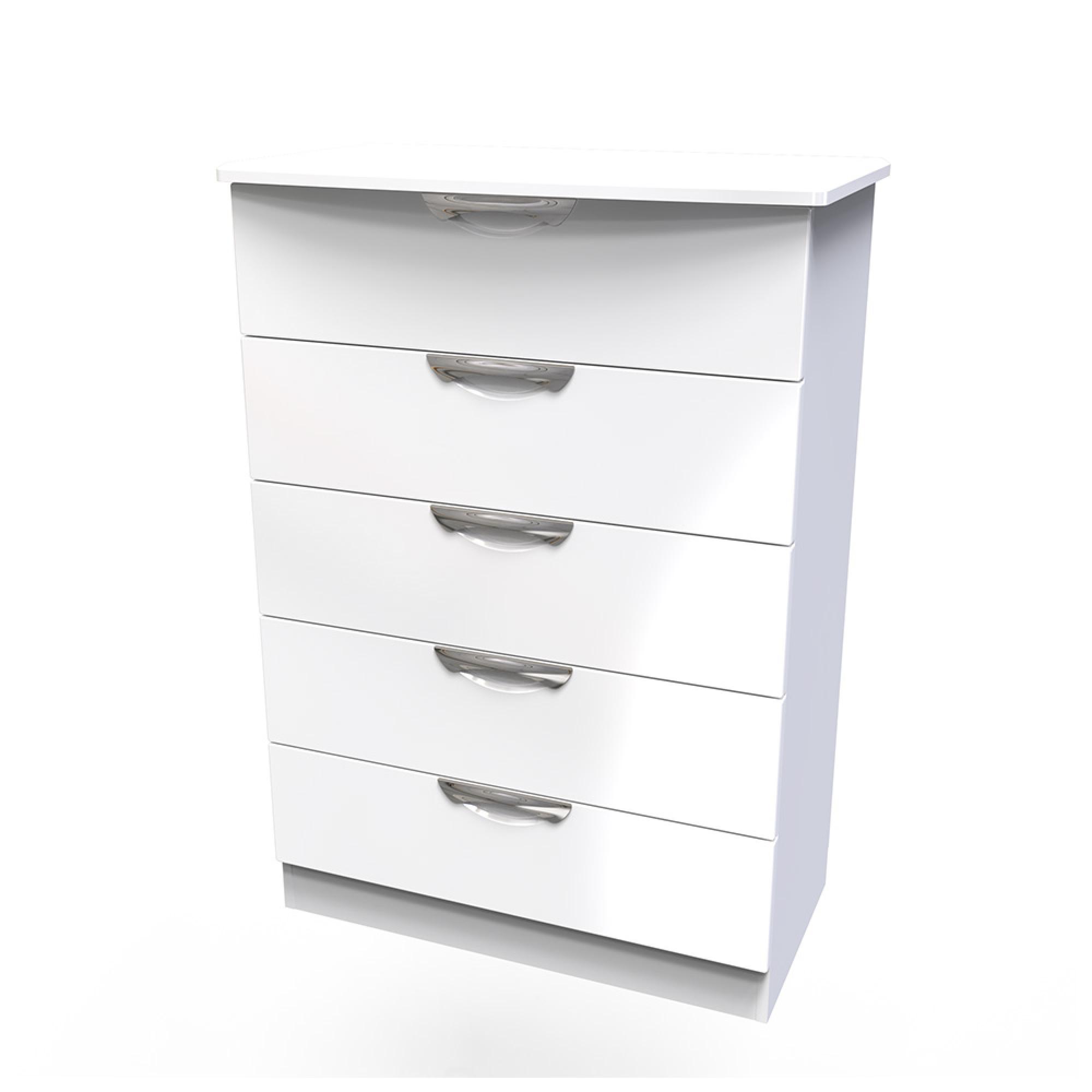 Camden Chest - 5 Drawer - White Gloss