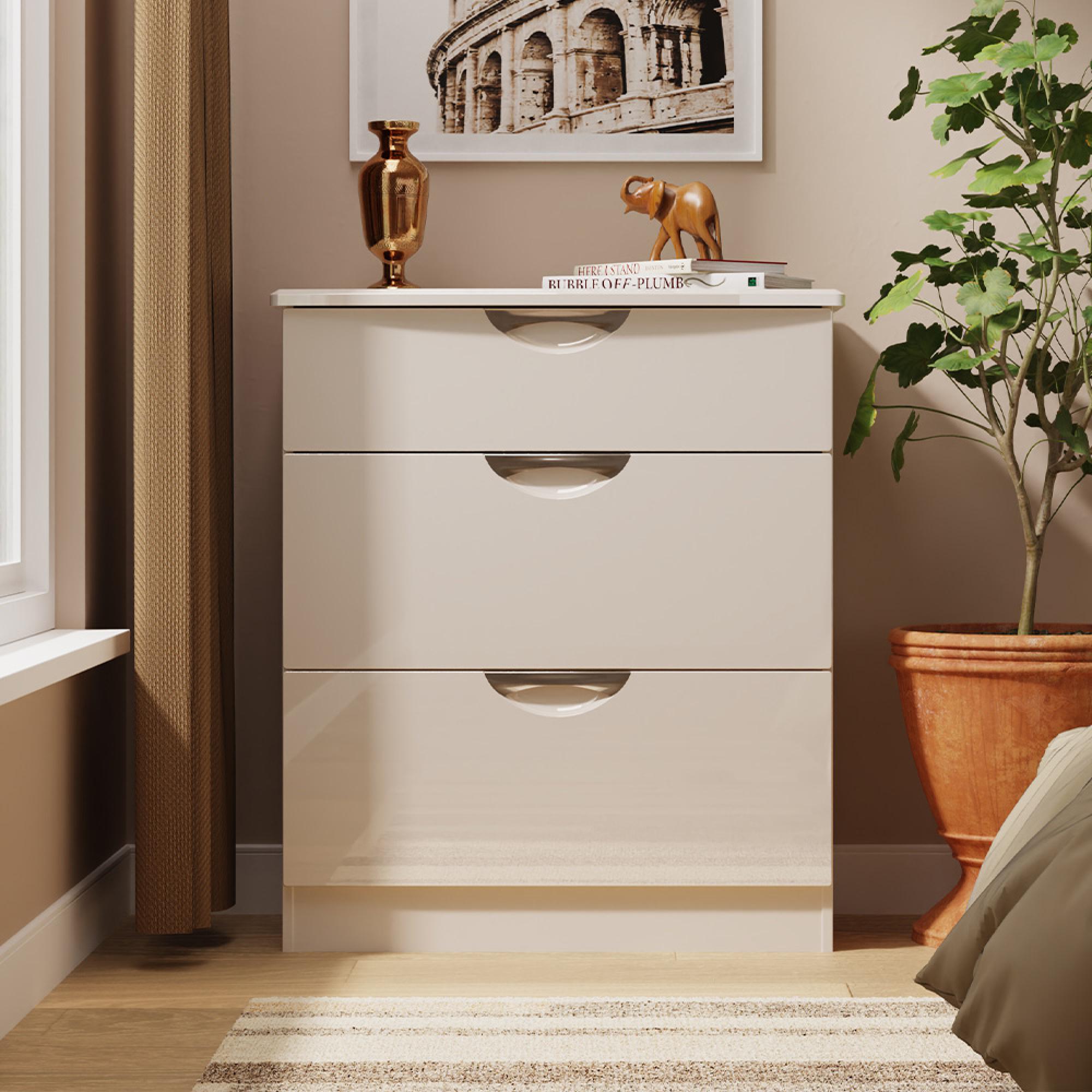 Camden Chest - 3 Drawer - Deep - Gloss Cashmere