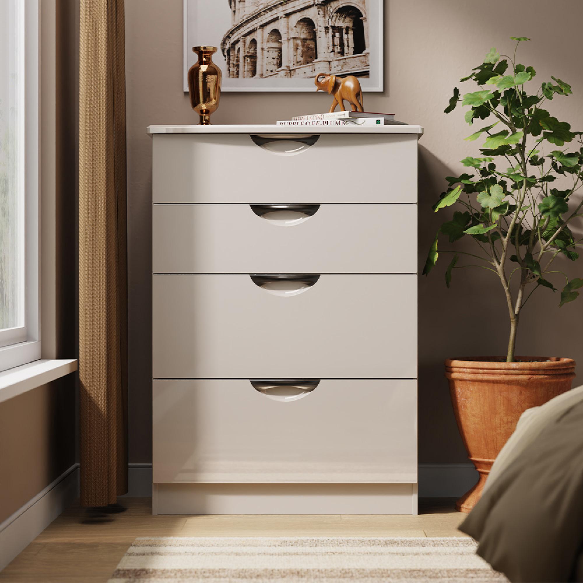 Camden Chest - 4 Drawer - Deep - Gloss Cashmere