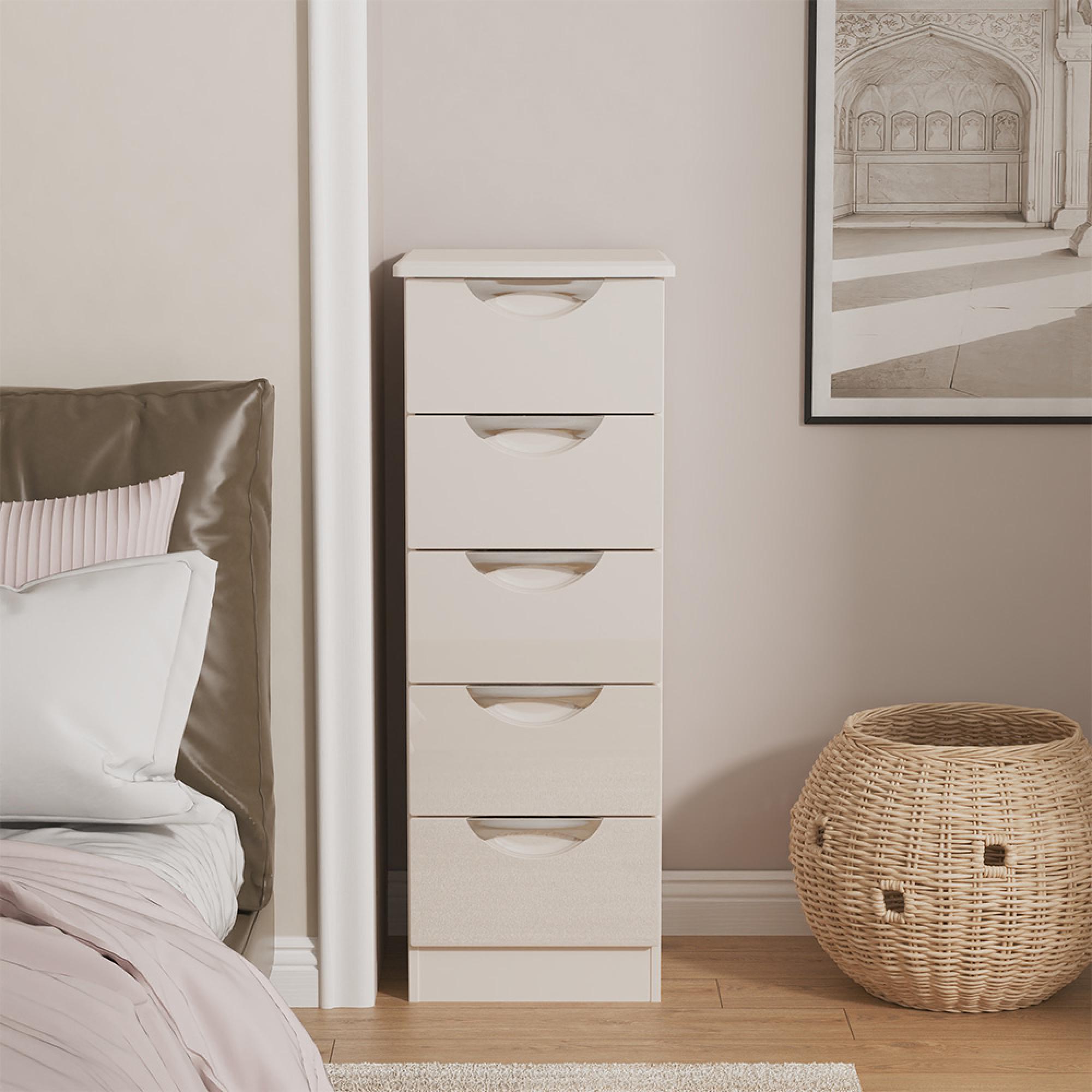 Camden Chest - 5 Drawer - Narrow - Cashmere