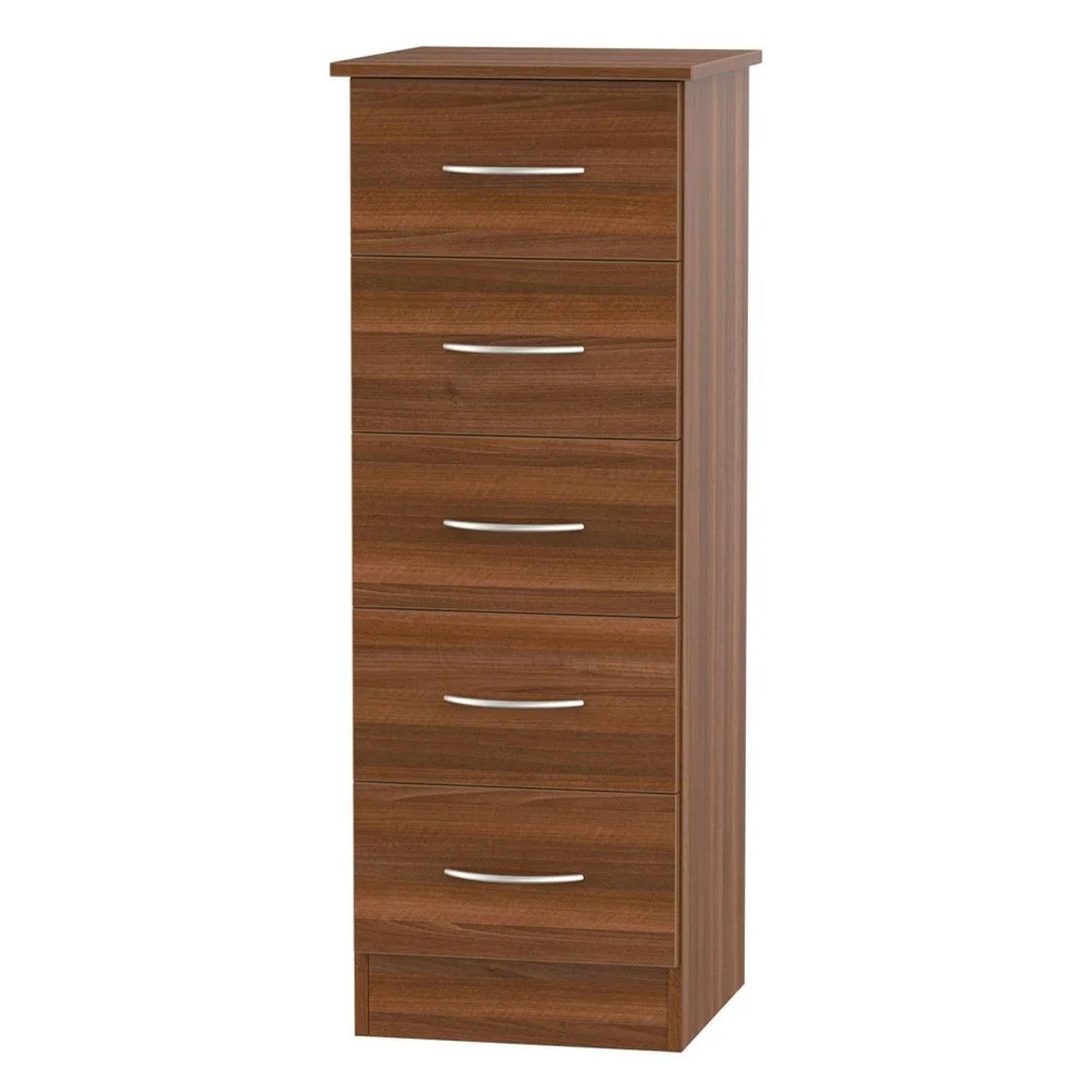 Avon Chest - 5 Drawer - Narrow - Walnut