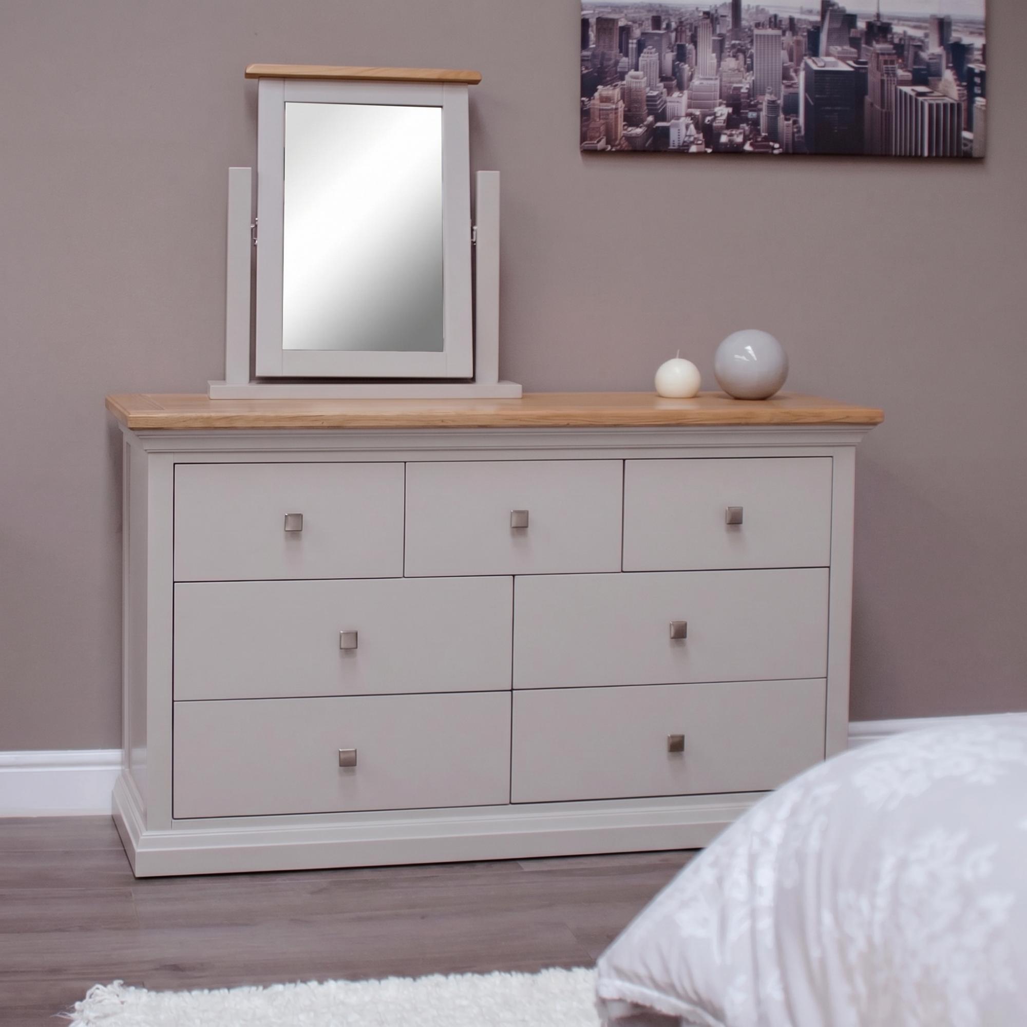 Cotswold Chest of Drawers - 4+3 Drawer - Wide - Oak and Painted