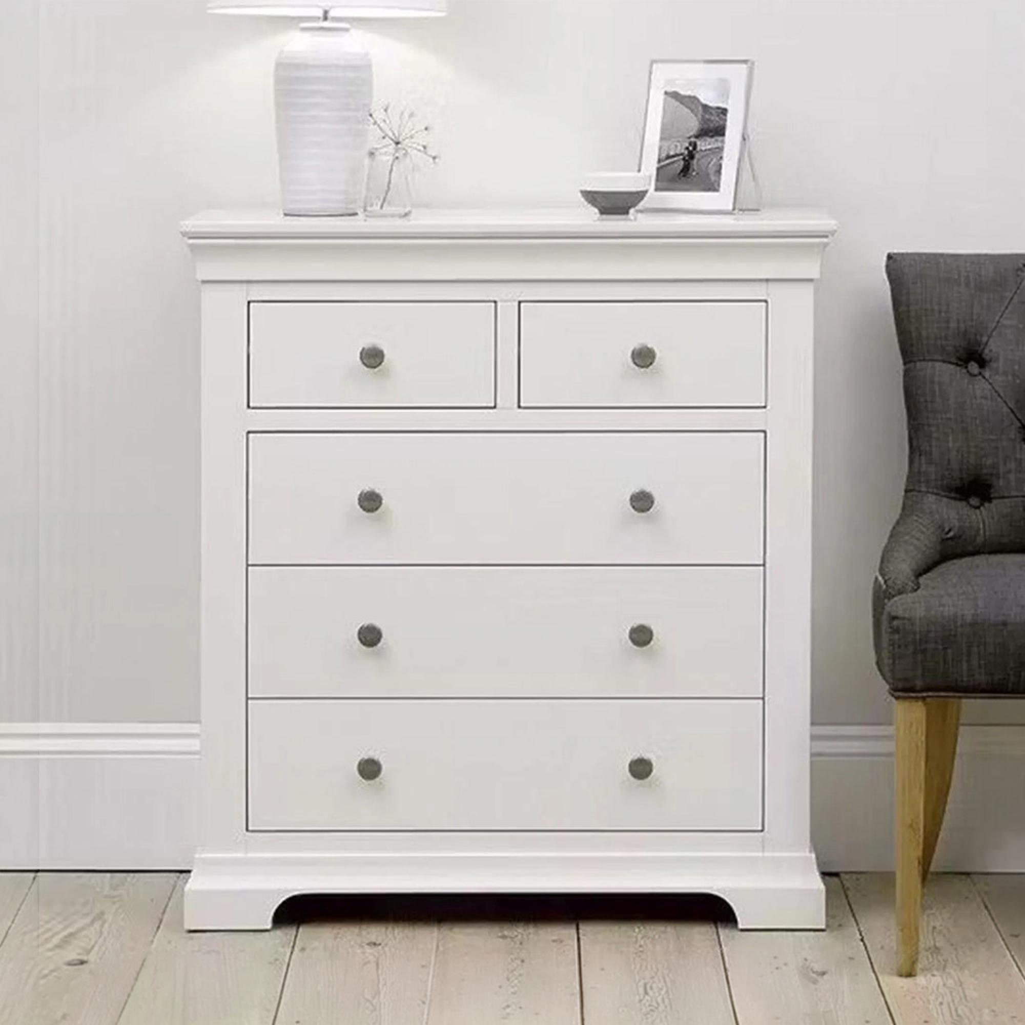 Paisley Chest - 2+3 Drawer - Wide - White Painted