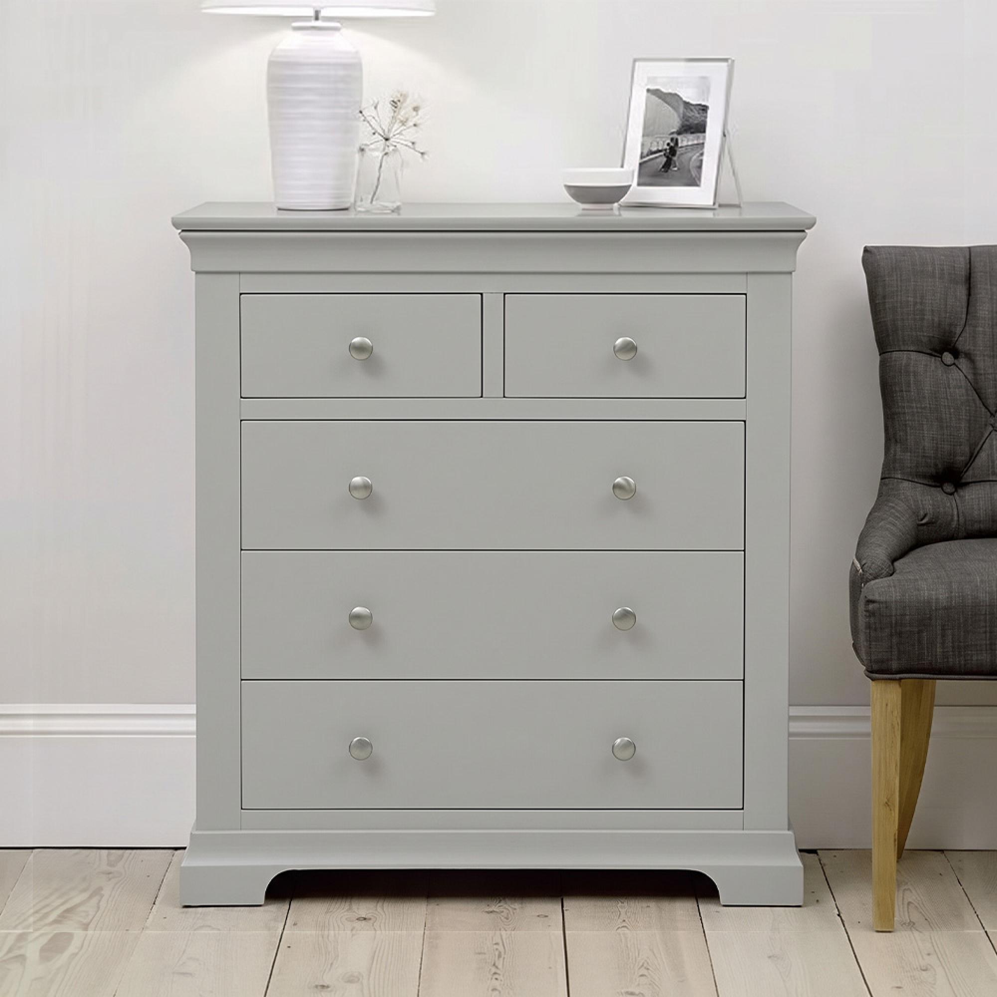 Paisley Chest - 2+3 Drawer - Wide - Grey Painted