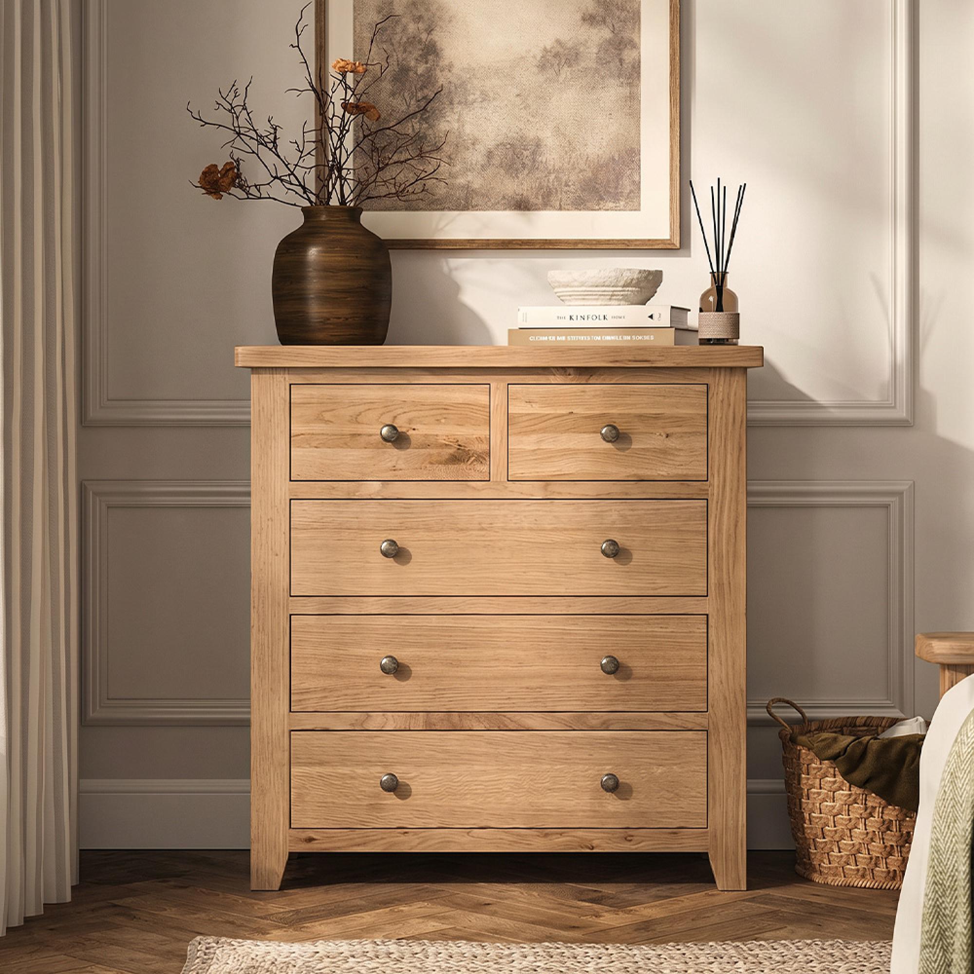 Appleby Chest - 2+3 Drawer - Wide - Oak
