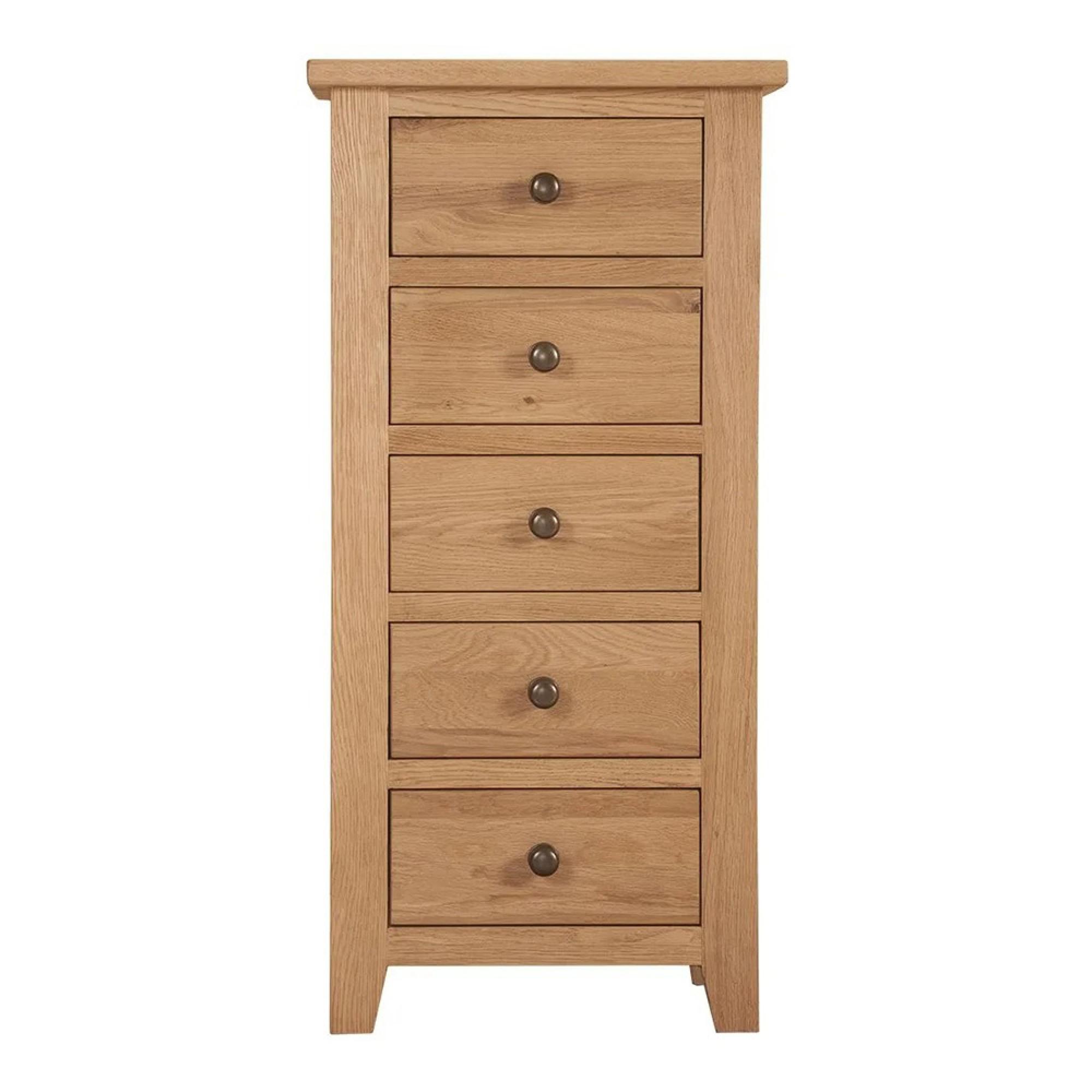 Appleby Chest - 5 Drawer - Narrow - Petite Oak