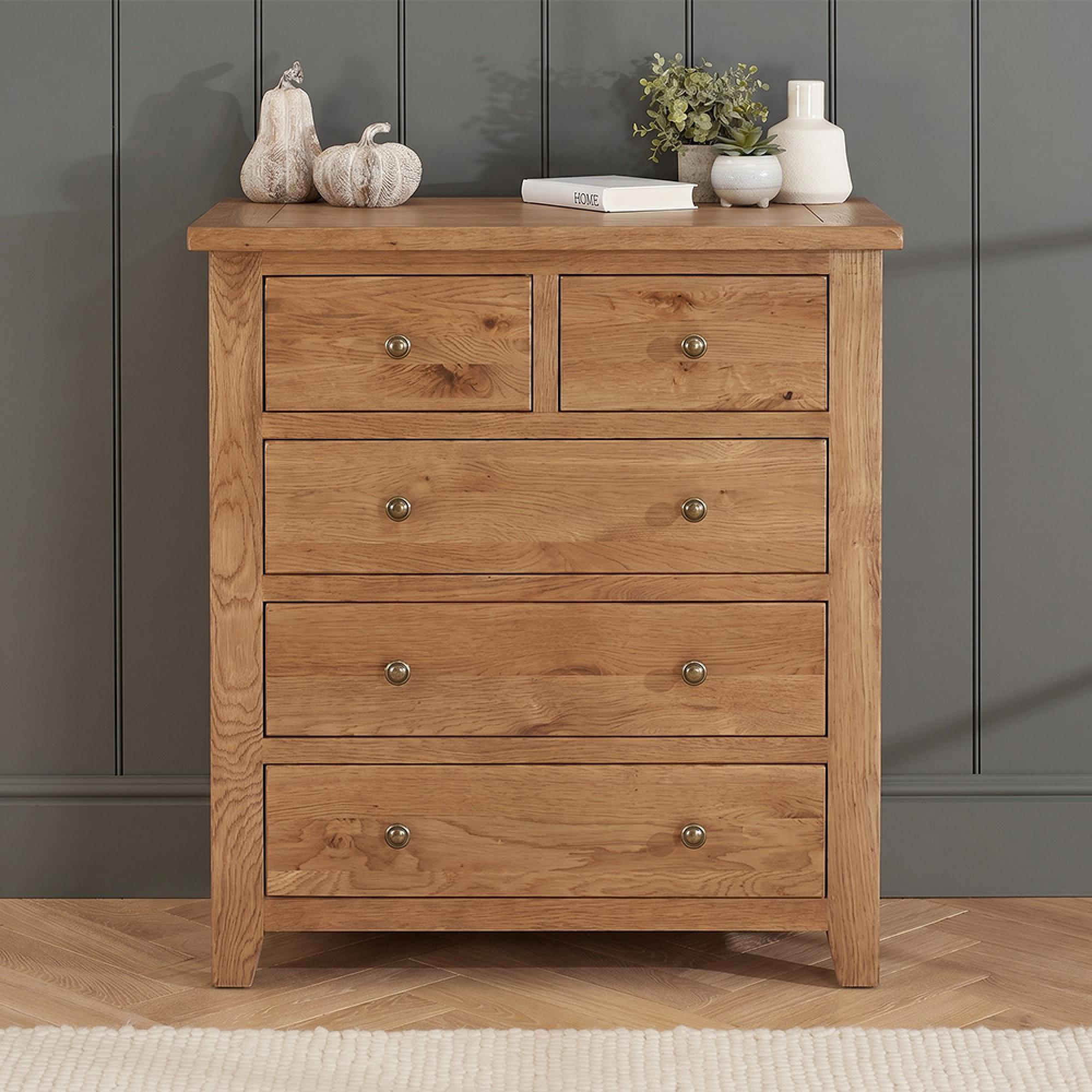 Appleby Chest - 2+3 Drawer - Wide - Petite Oak