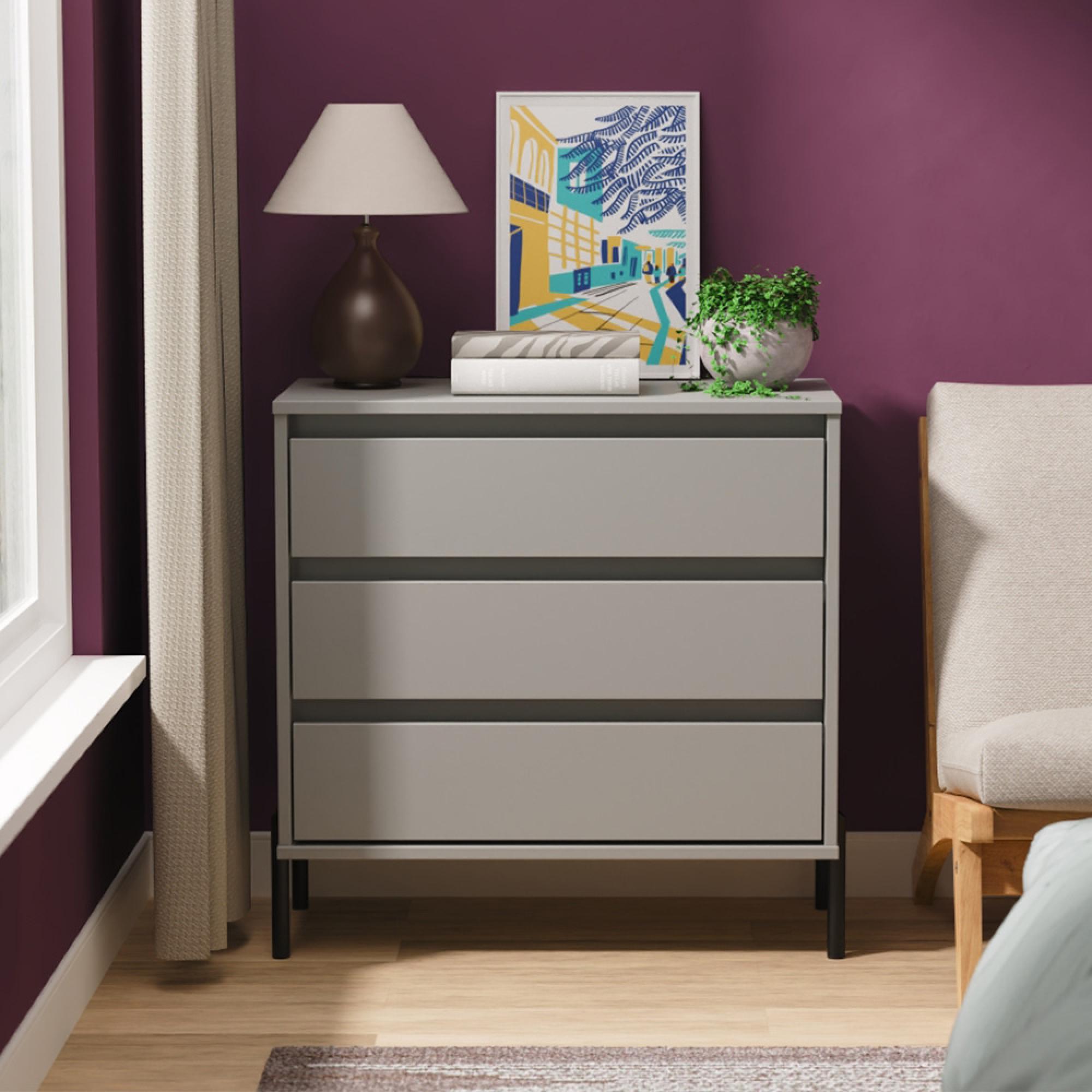 Leona Chest - 3 Drawer - Dusk Grey