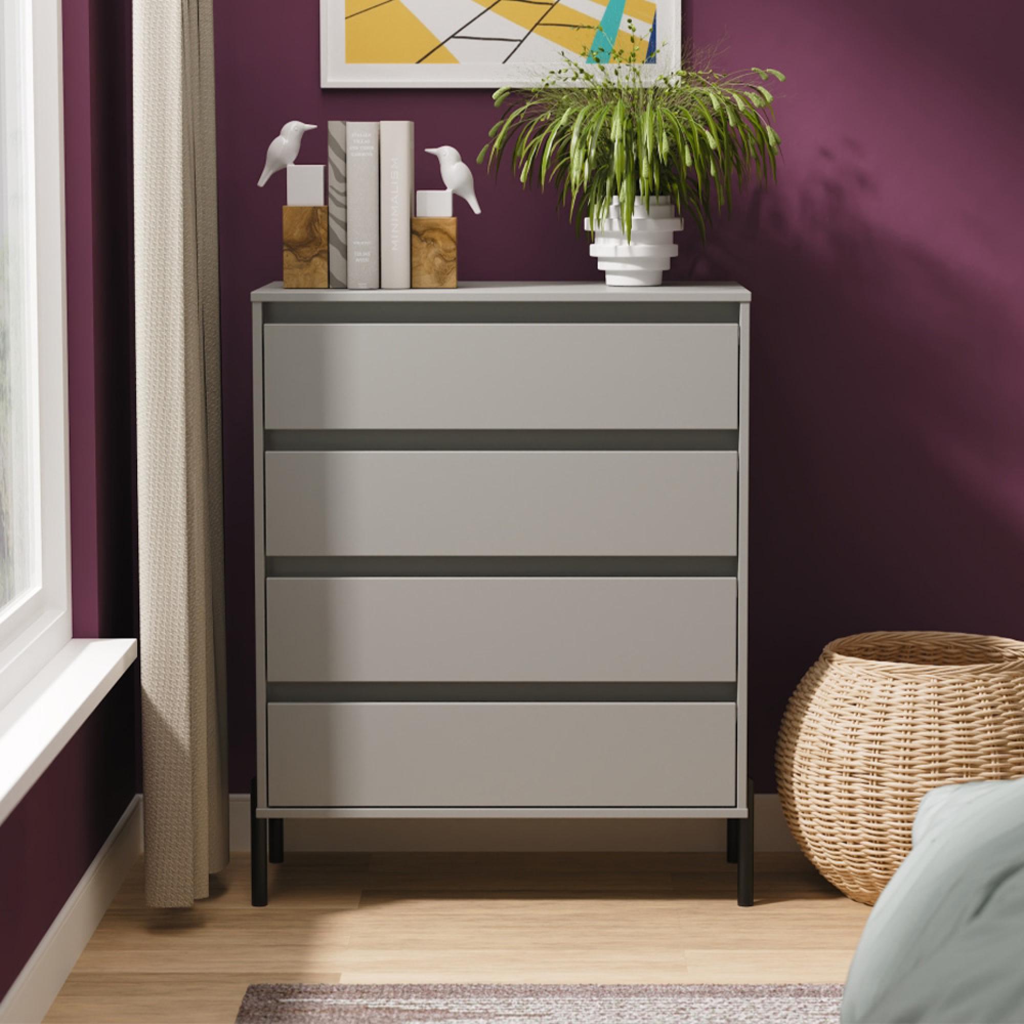 Leona Chest - 4 Drawer - Dusk Grey
