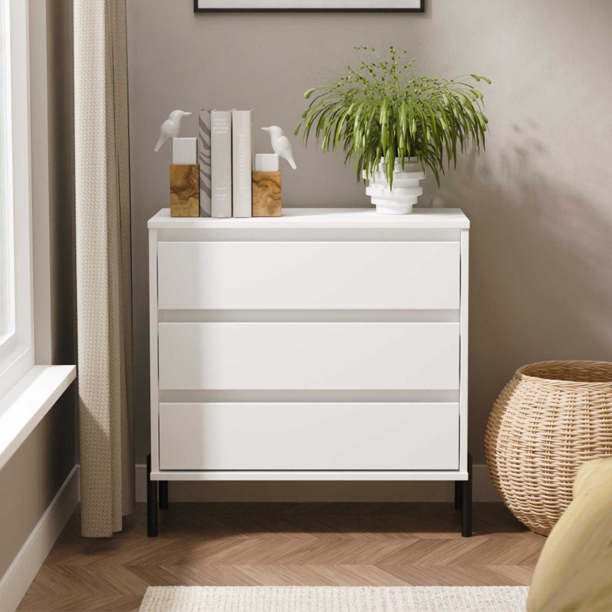 Leona Chest - 3 Drawer - White Matt