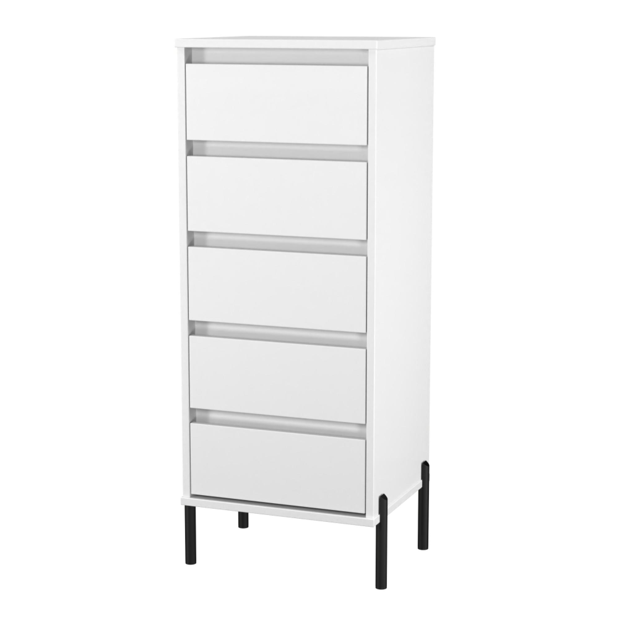 Leona Chest - 5 Drawer - Narrow - White Matt