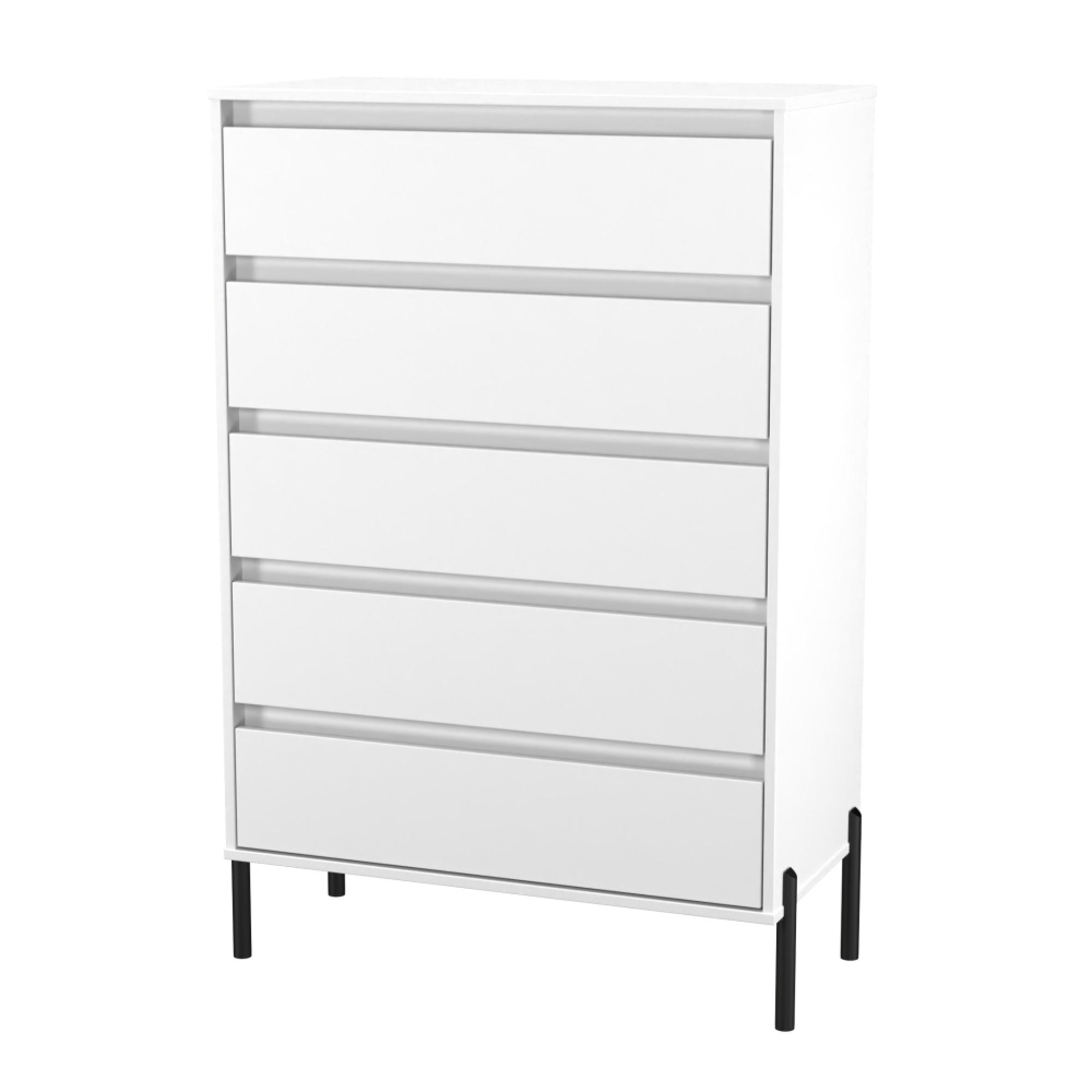Leona Chest - 5 Drawer - Wide - White Matt