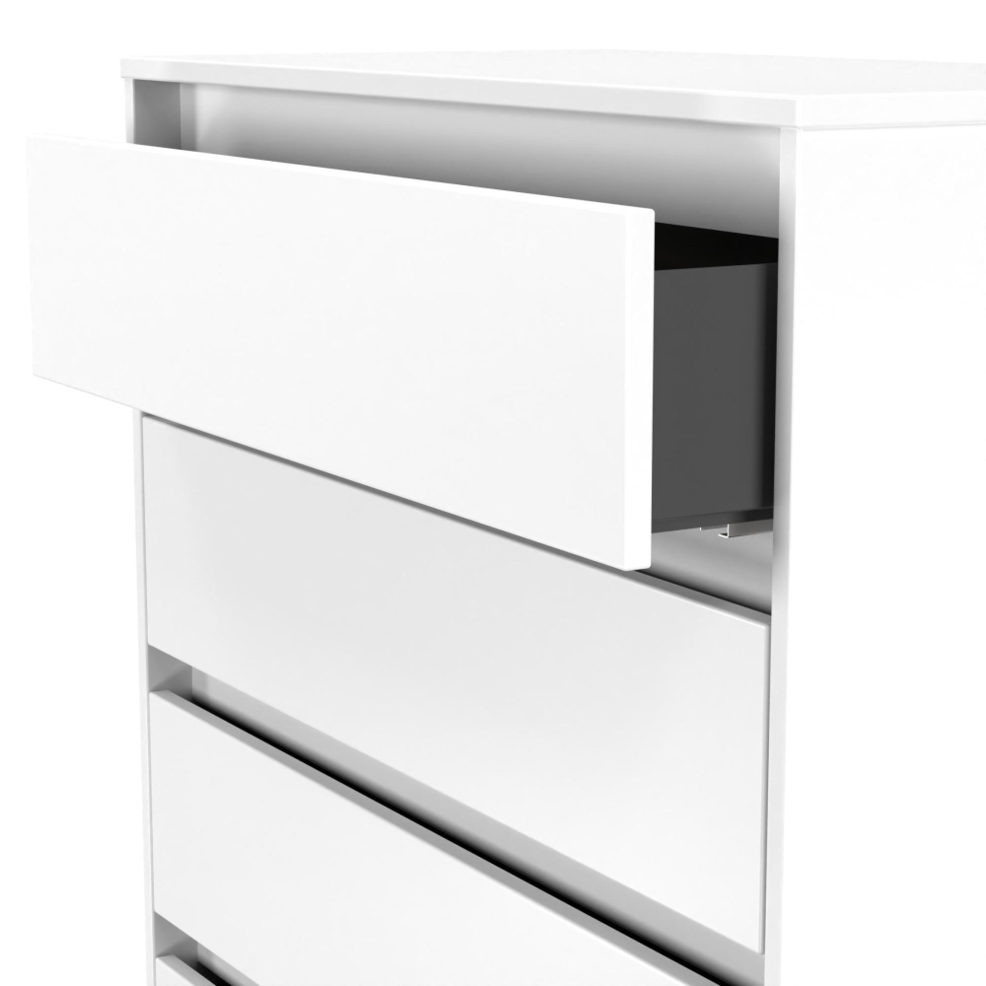 Leona Chest - 5 Drawer - Wide - White Matt