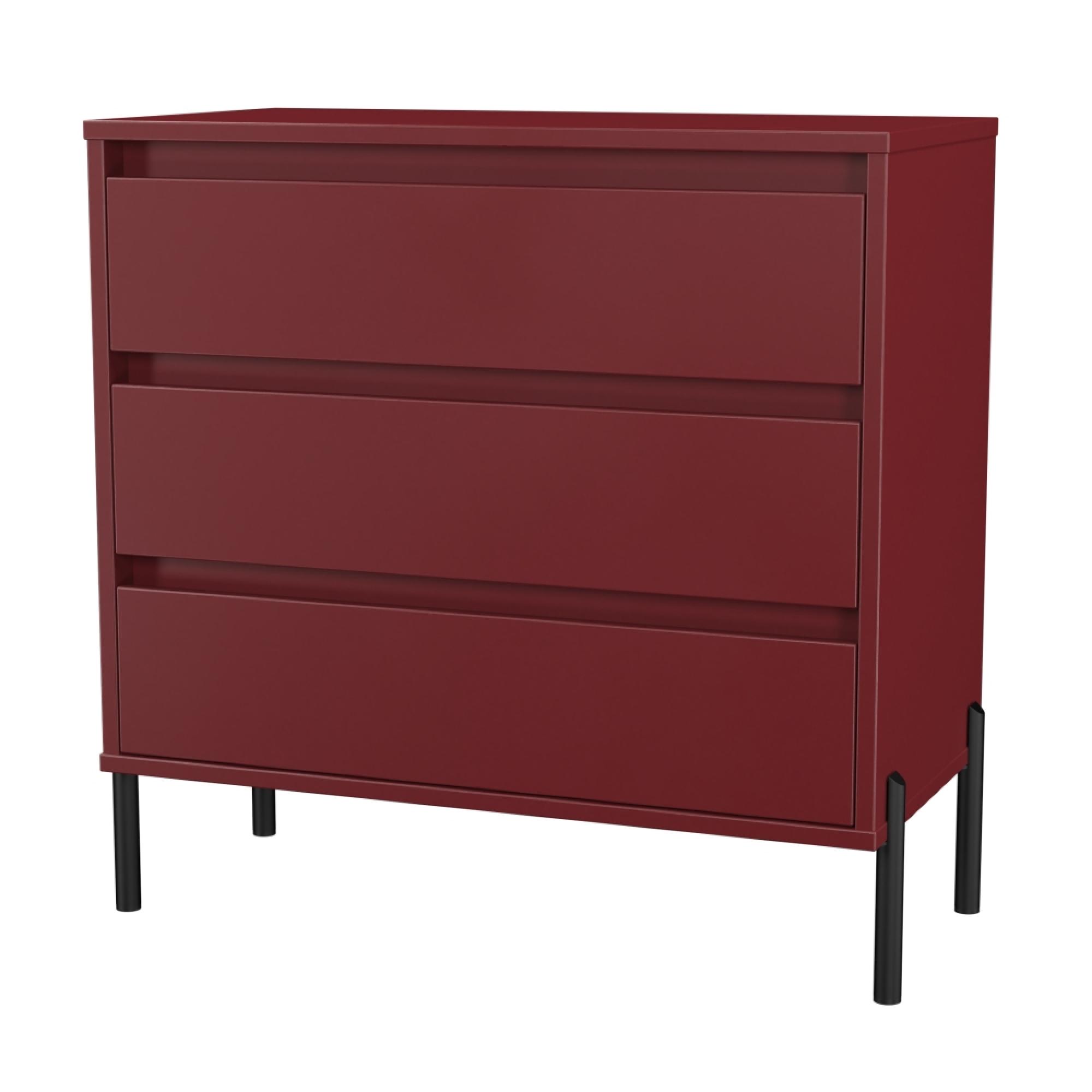 Leona Chest - 3 Drawer - Red Matt
