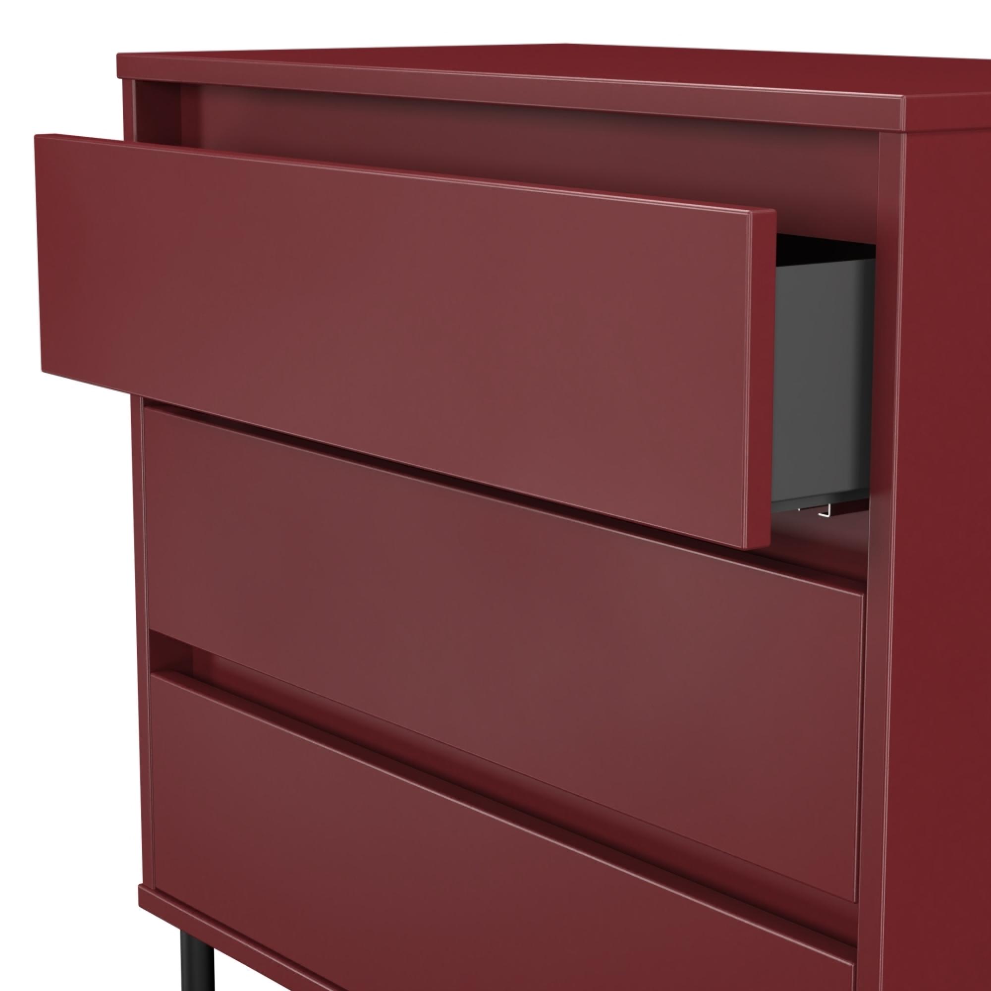 Leona Chest - 3 Drawer - Red Matt