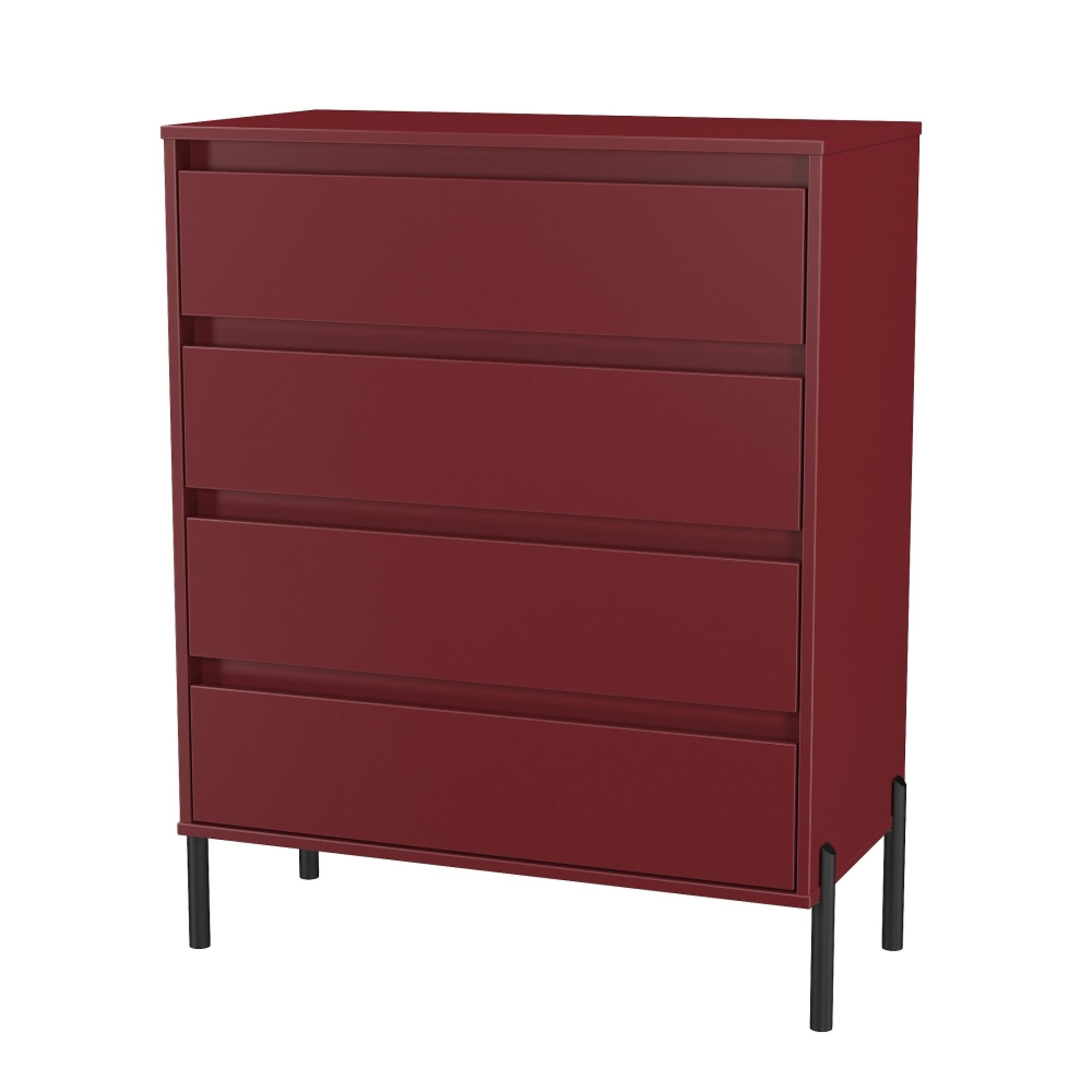 Leona Chest - 4 Drawer - Red Matt