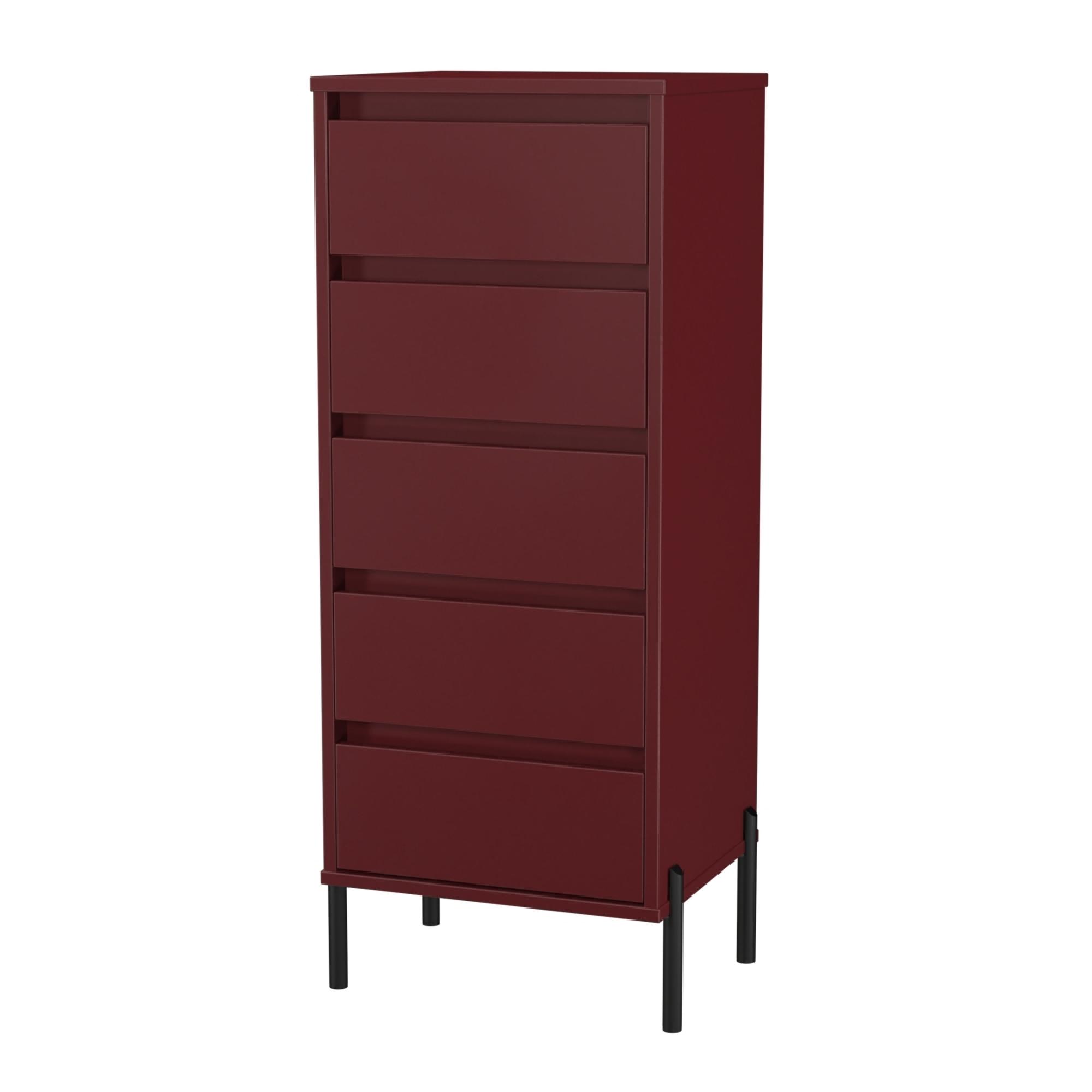 Leona Chest - 5 Drawer - Narrow - Red Matt