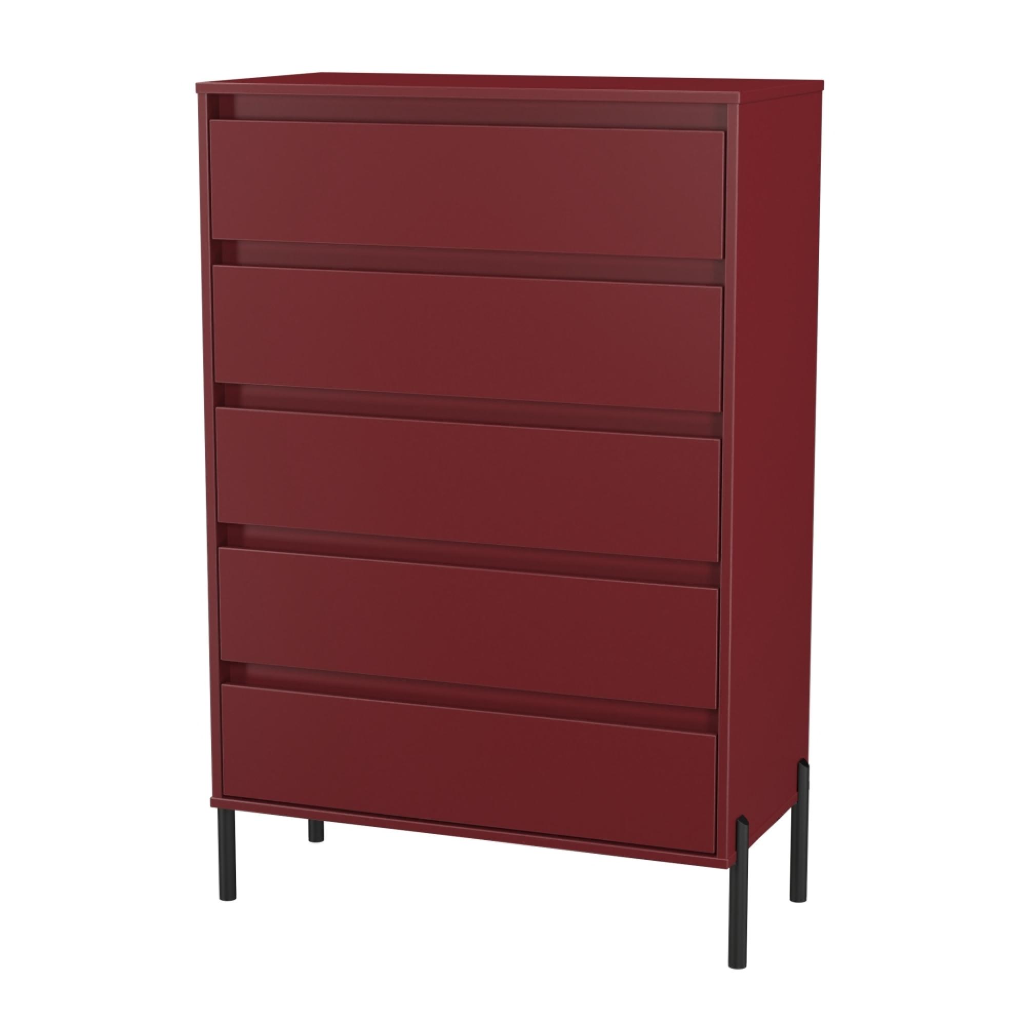 Leona Chest - 5 Drawer - Wide - Red Matt