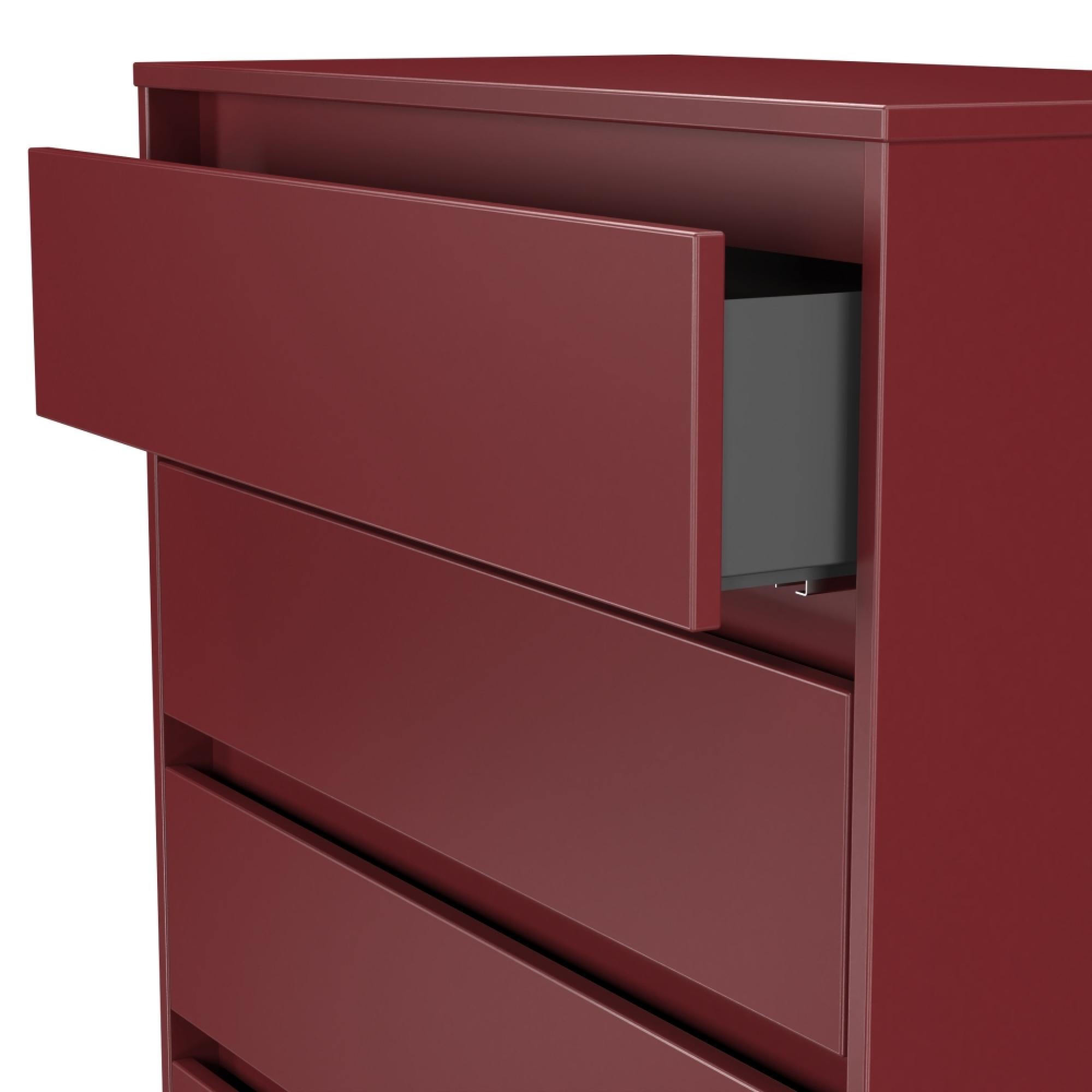 Leona Chest - 5 Drawer - Wide - Red Matt