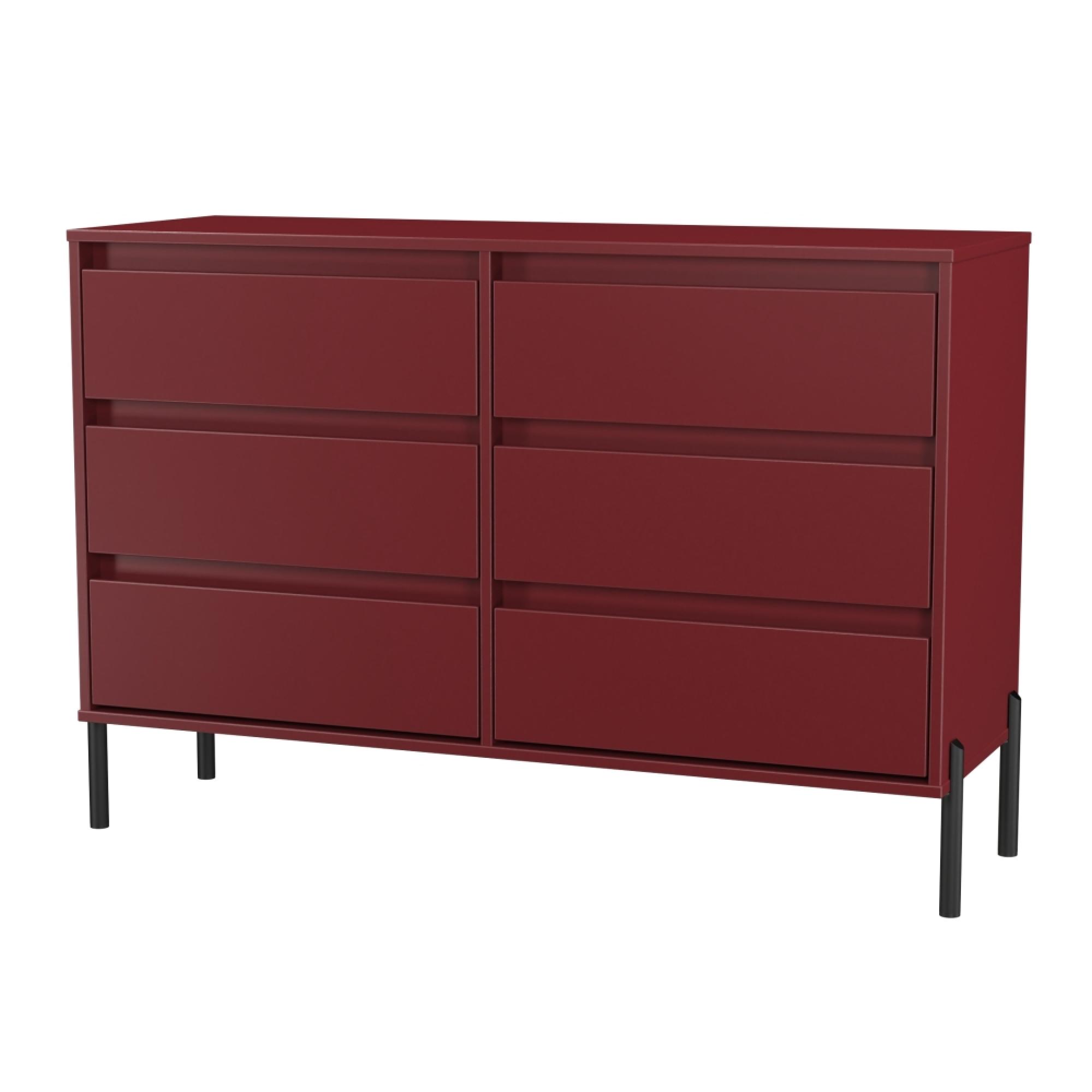 Leona Chest - 6 Drawer - Midi - Red Matt