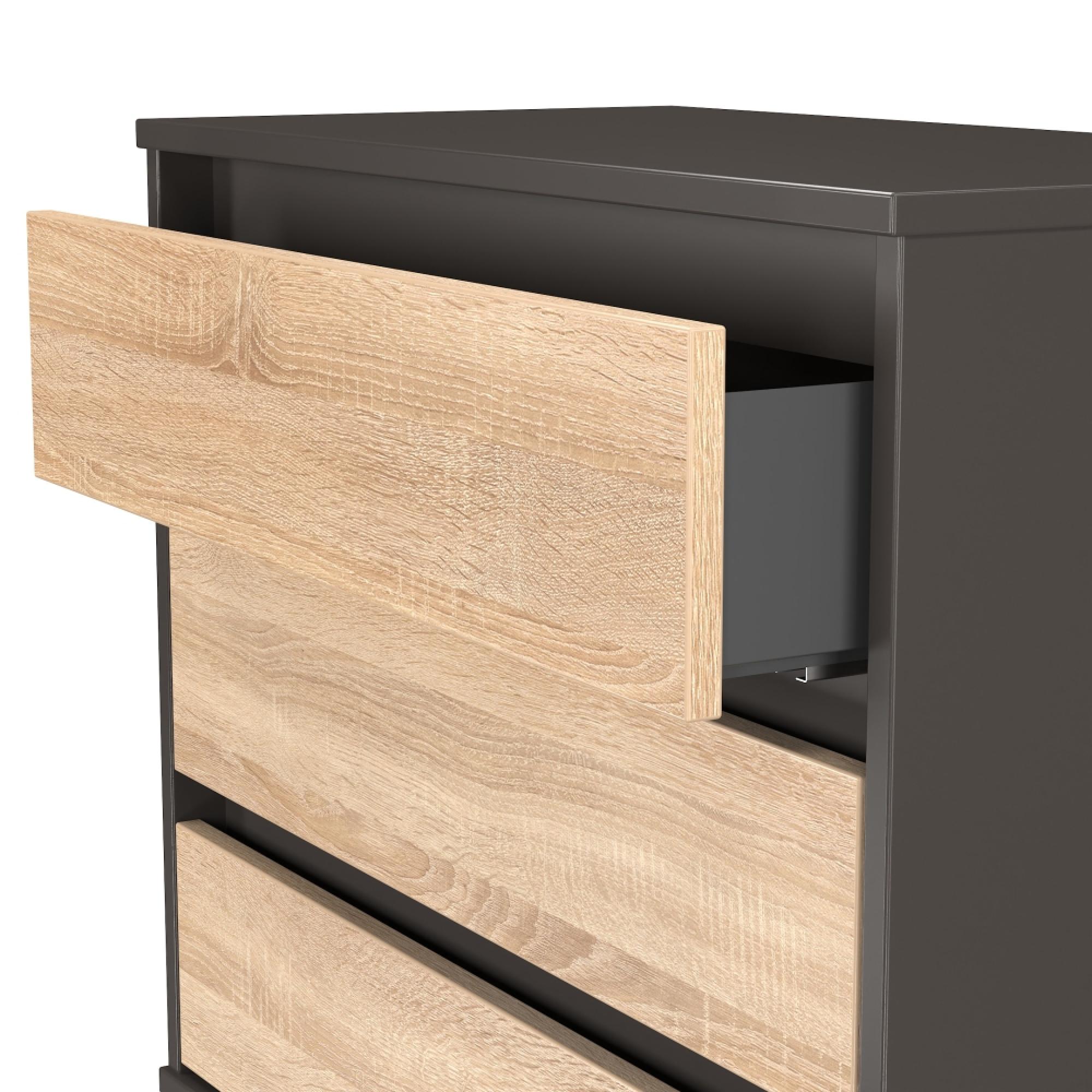 Leona Chest - 3 Drawer - Bardolino Oak and Graphite