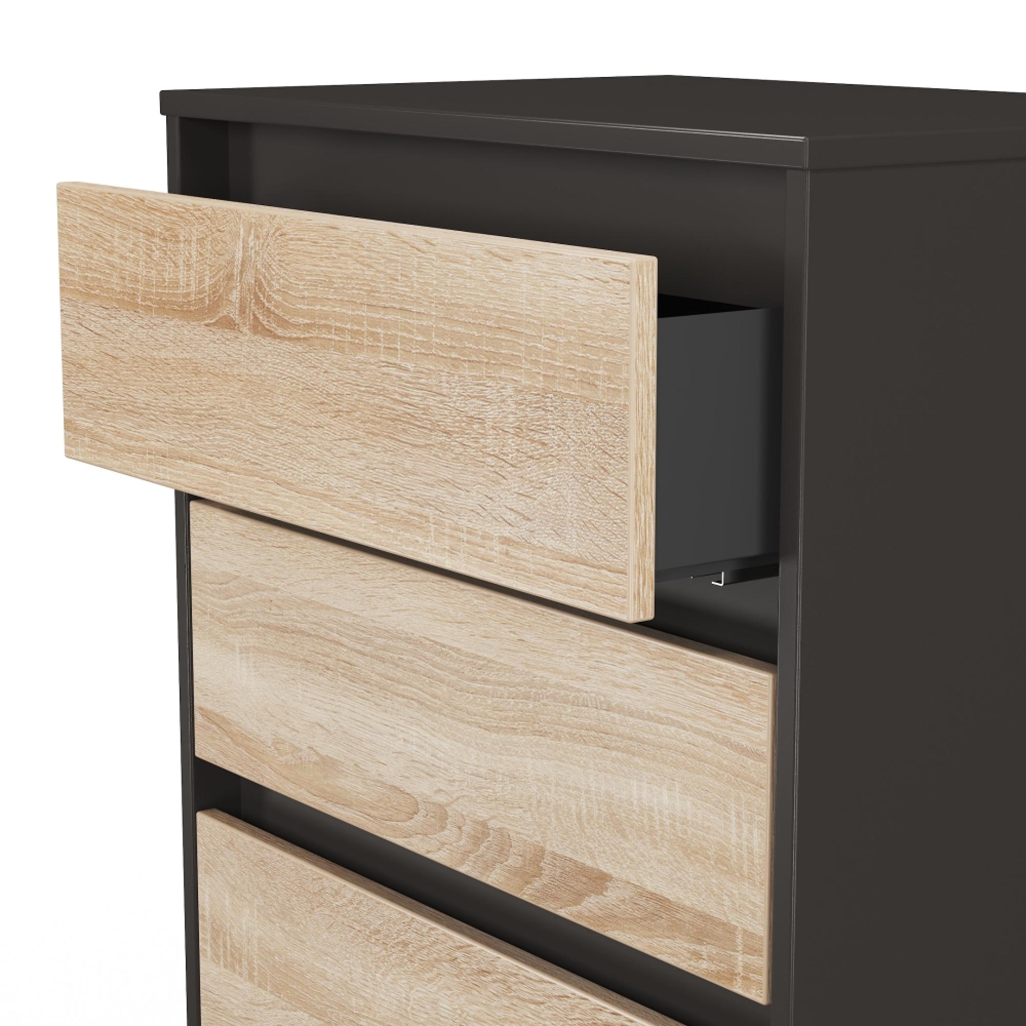 Leona Chest - 3 Drawer - Midi - Bardolino Oak and Graphite