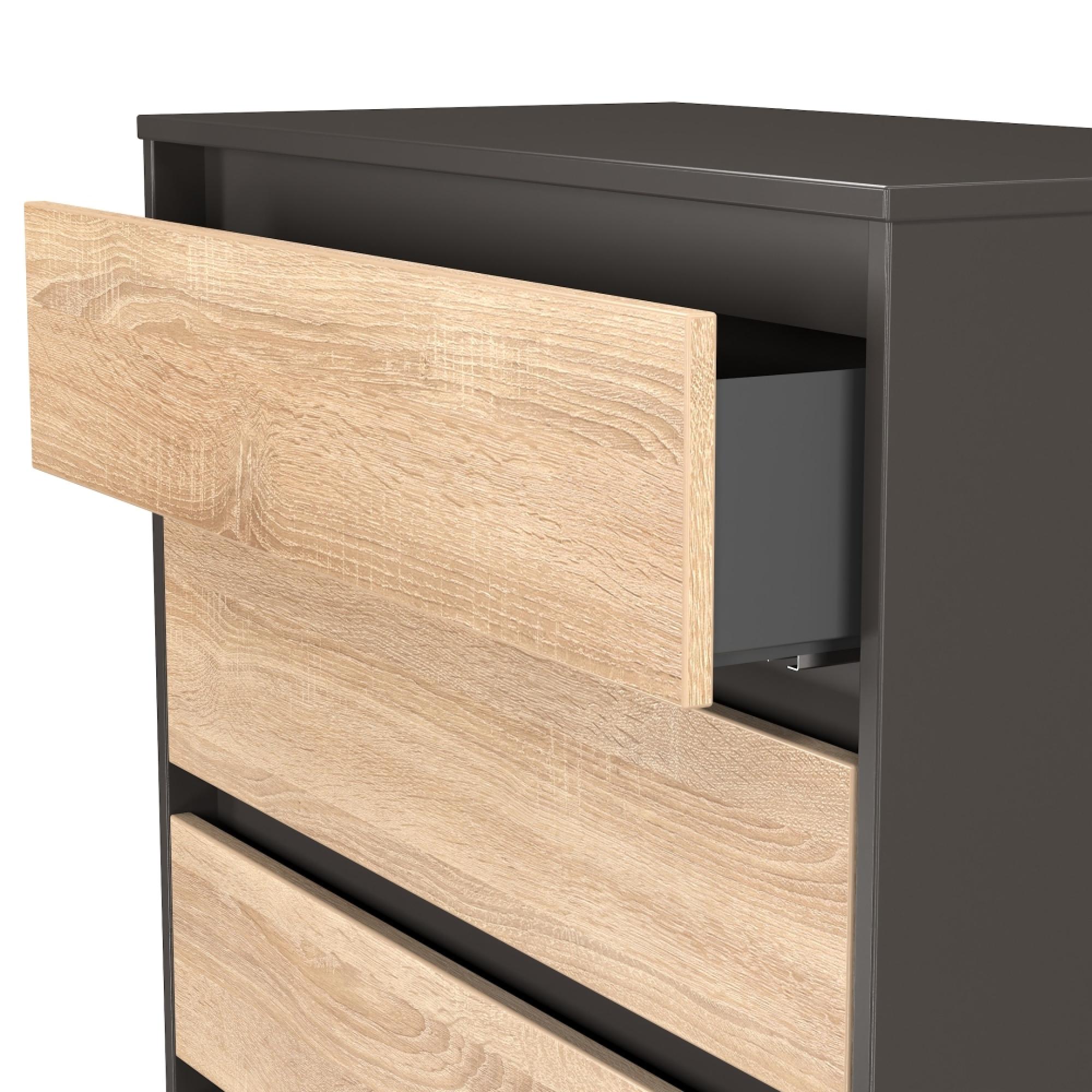 Leona Chest - 4 Drawer - Bardolino Oak and Graphite