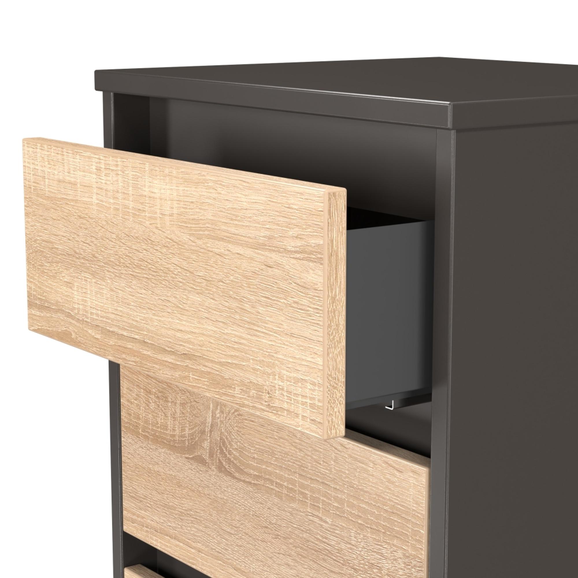 Leona Chest - 5 Drawer - Narrow - Bardolino Oak and Graphite