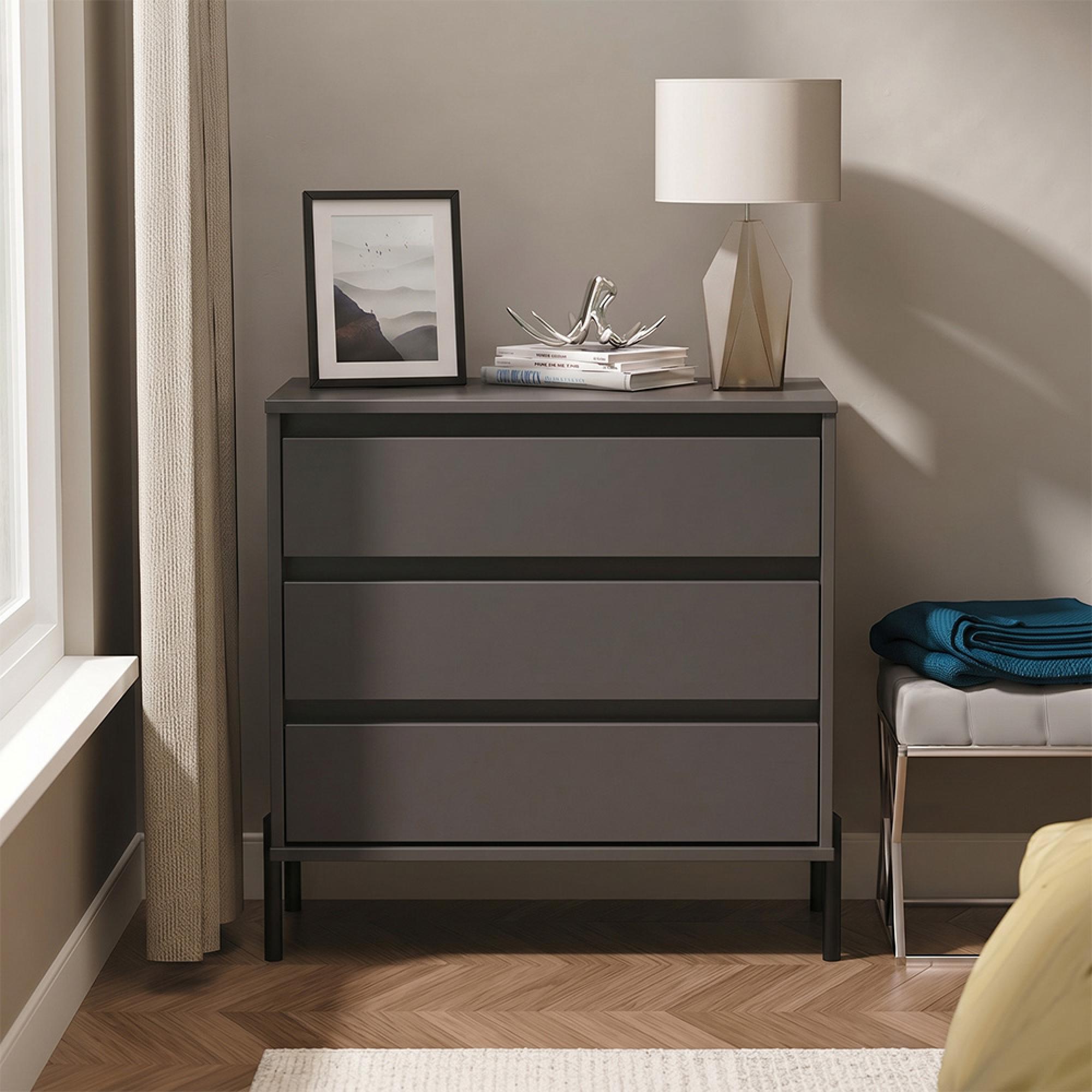 Leona Chest - 3 Drawer - Graphite