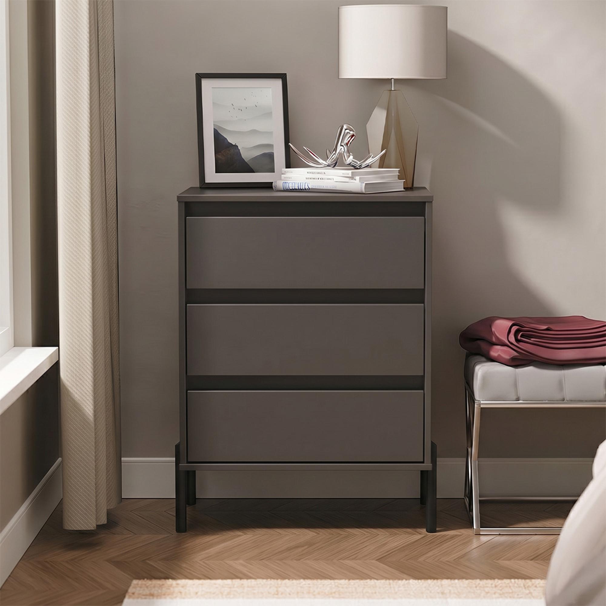 Leona Chest - 3 Drawer - Midi - Graphite