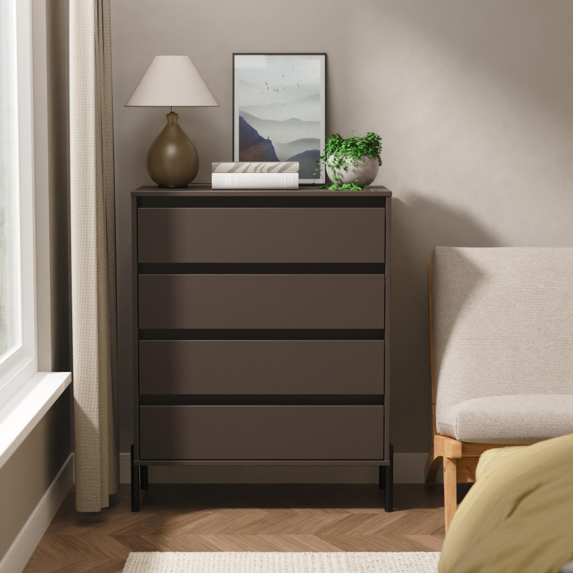Leona Chest - 4 Drawer - Graphite