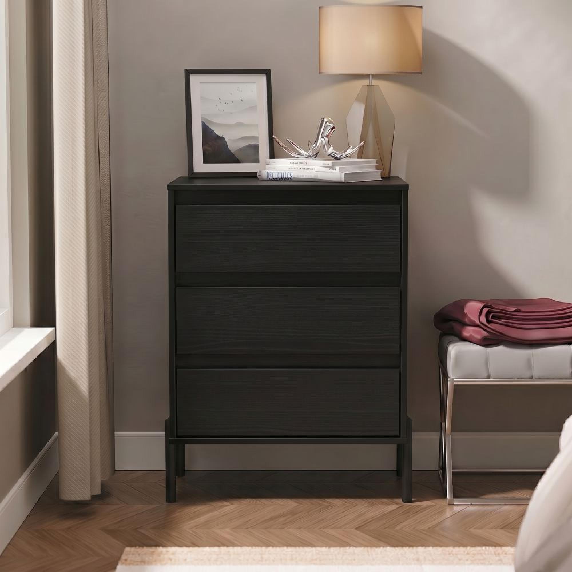 Leona Chest - 3 Drawer - Midi - Black Ash