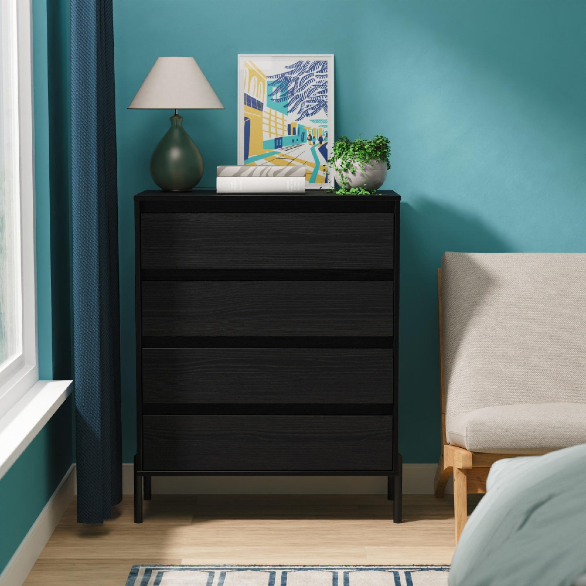 Leona Chest - 4 Drawer - Black Ash