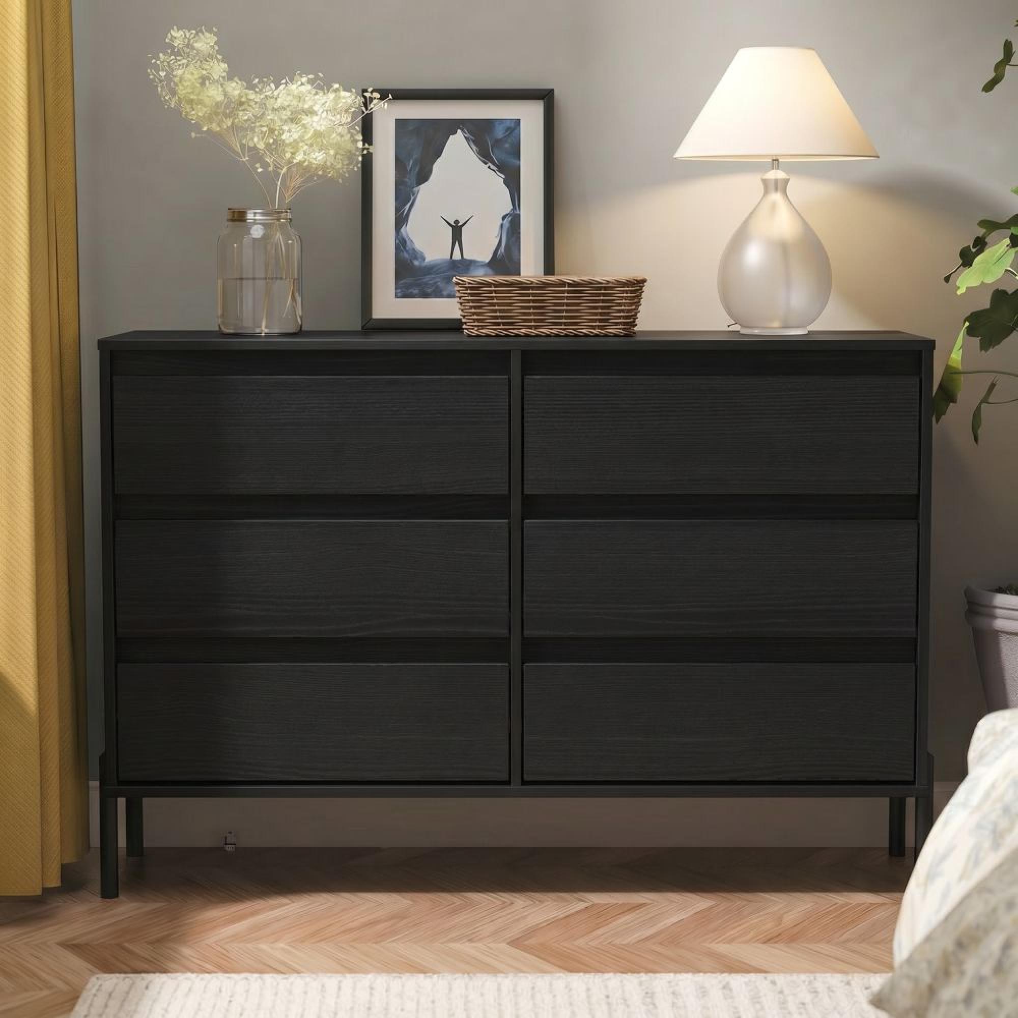 Leona Chest - 6 Drawer - Midi - Black Ash