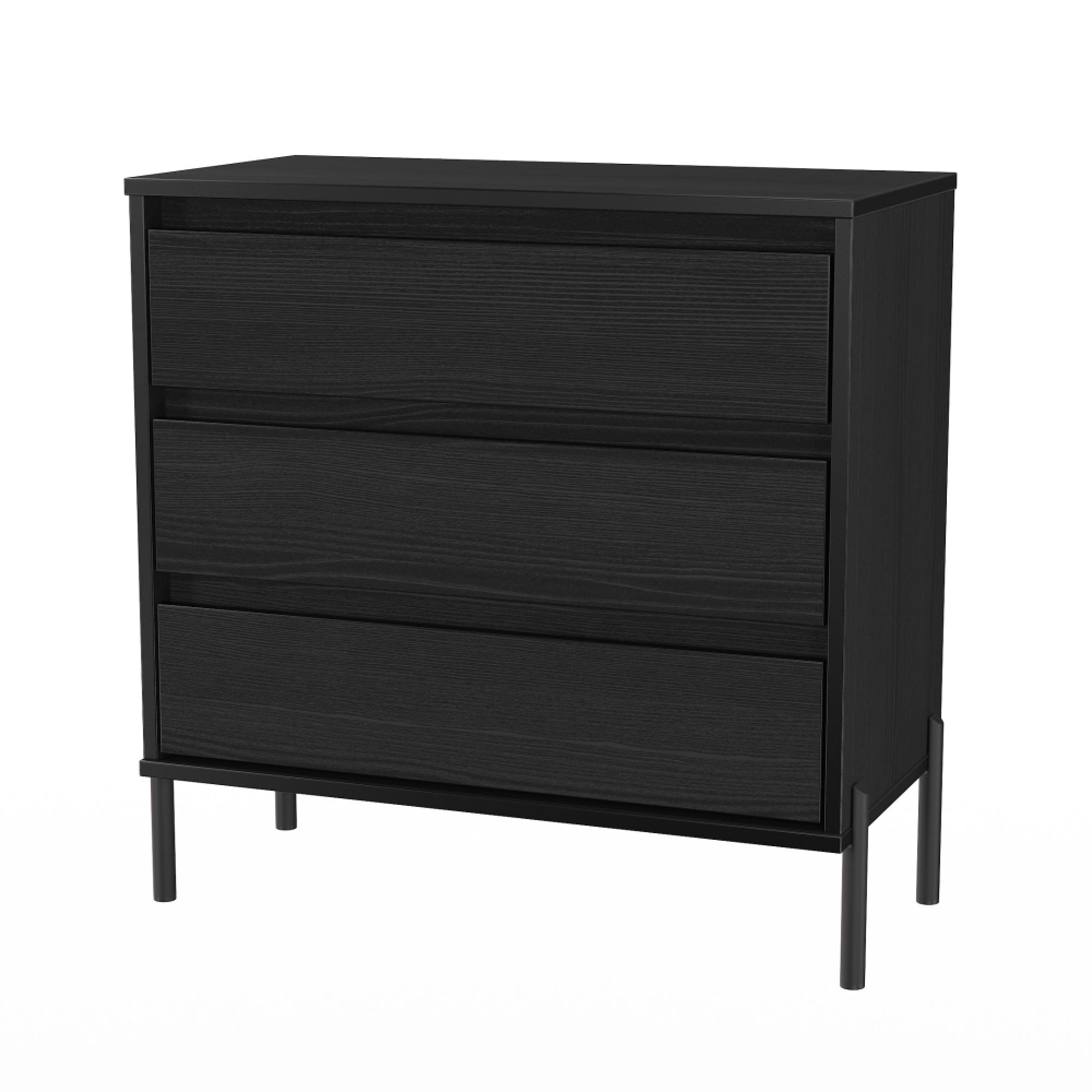 Leona Chest - 3 Drawer - Black Ash