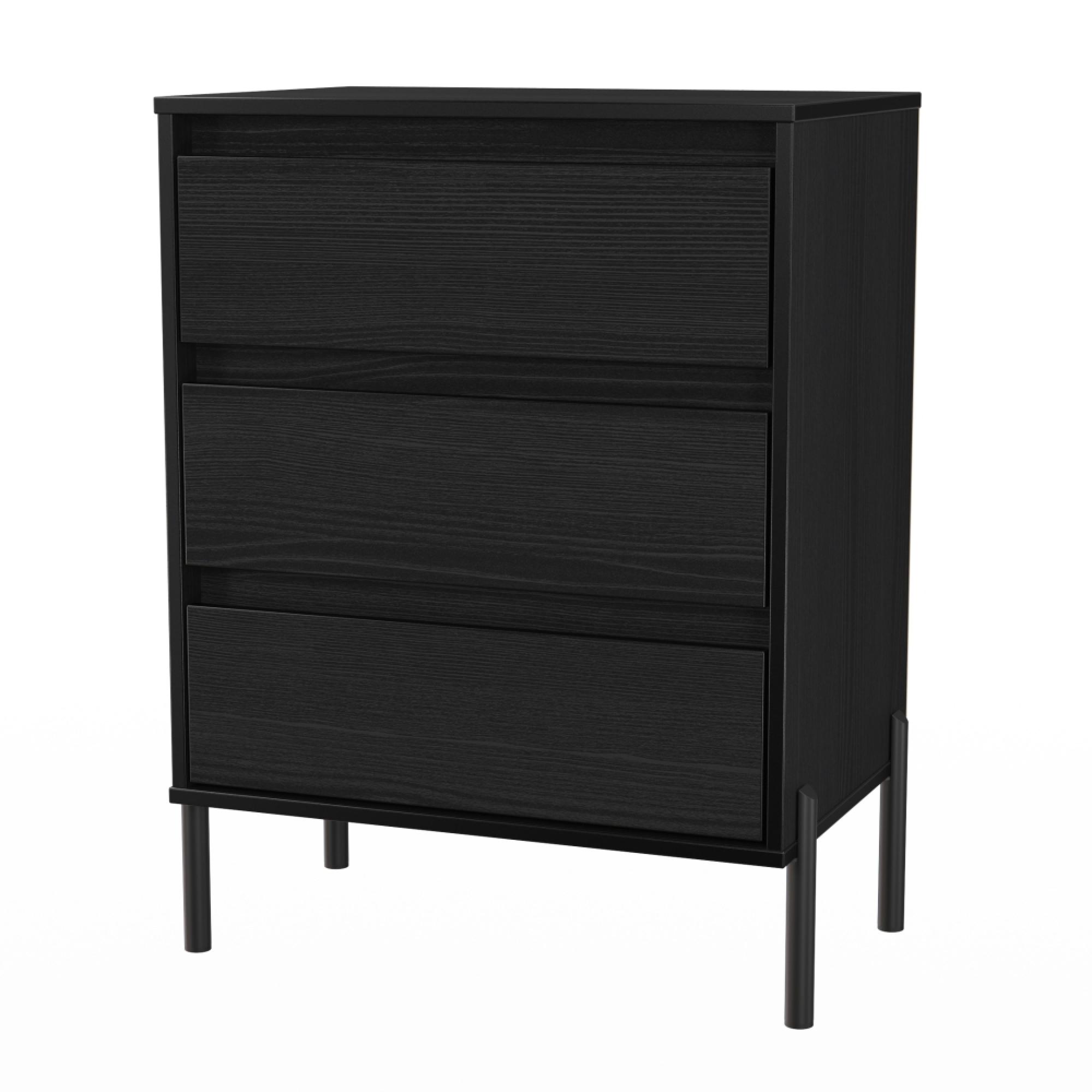 Leona Chest - 3 Drawer - Midi - Black Ash