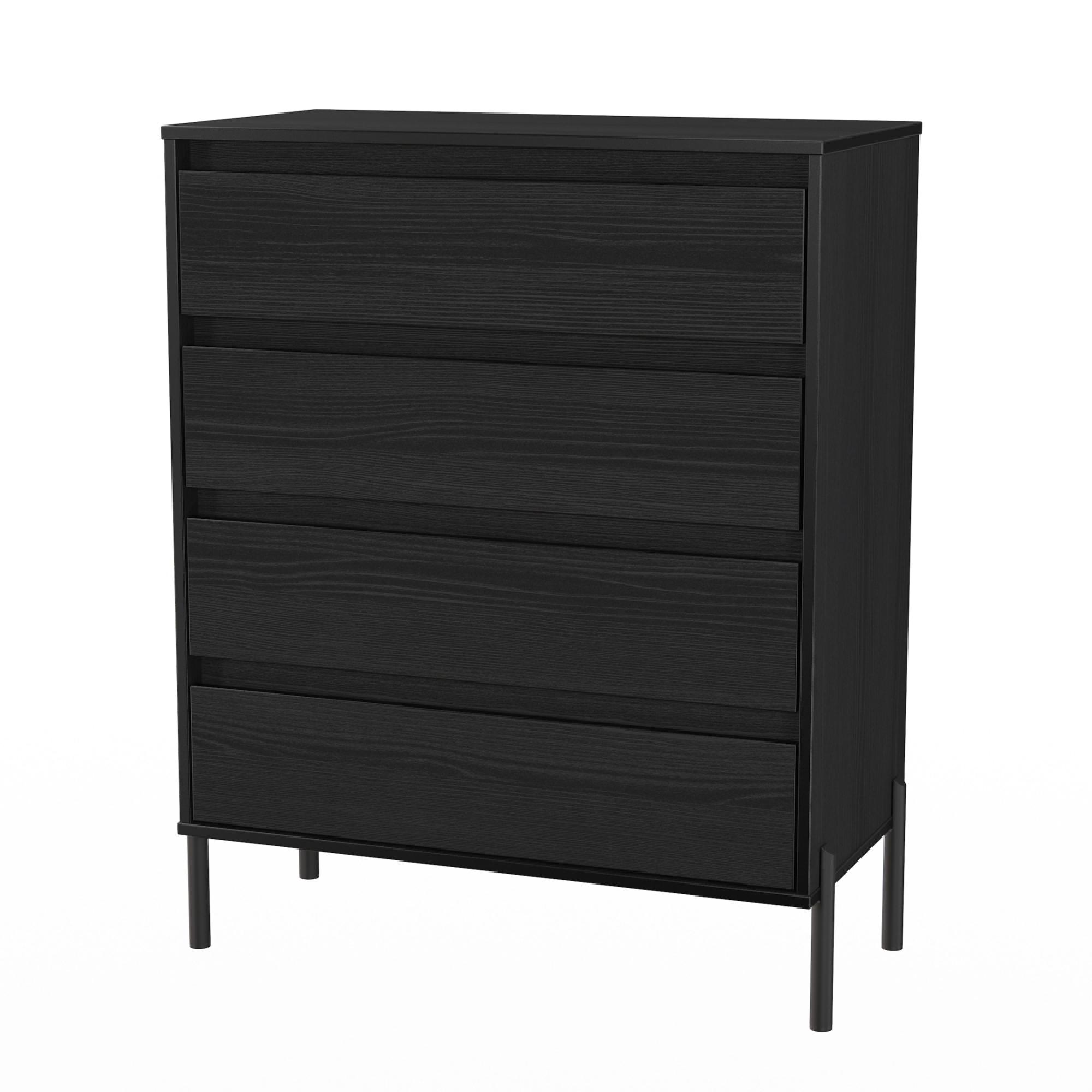 Leona Chest - 4 Drawer - Black Ash