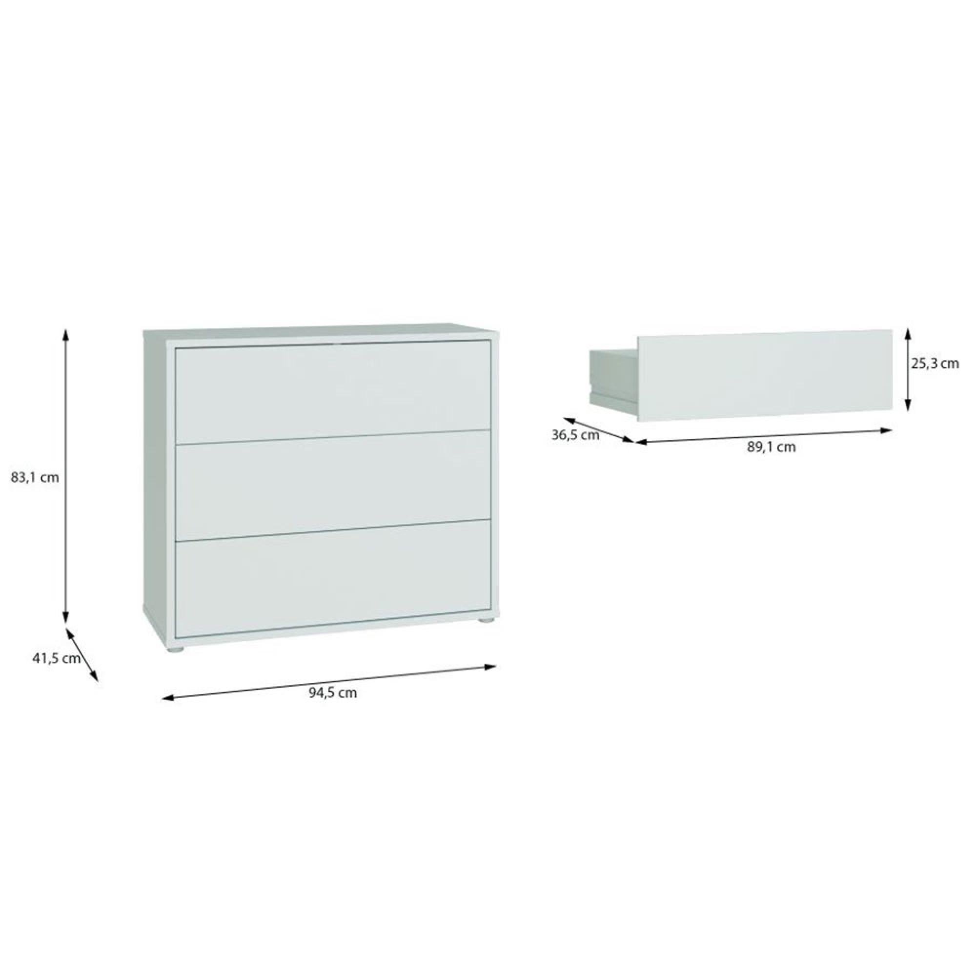 Alice Springs Chest - 3 Drawer - Light Grey