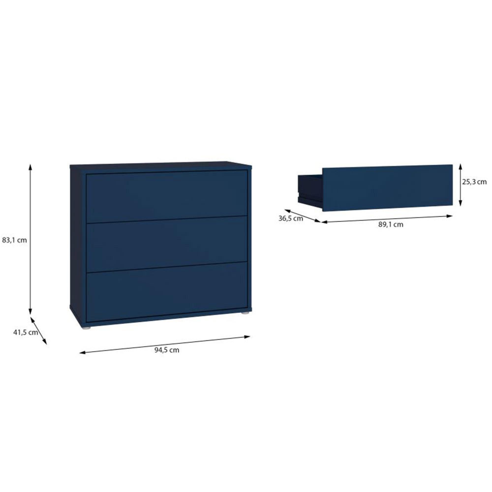 Alice Springs Chest - 3 Drawer - Night Blue