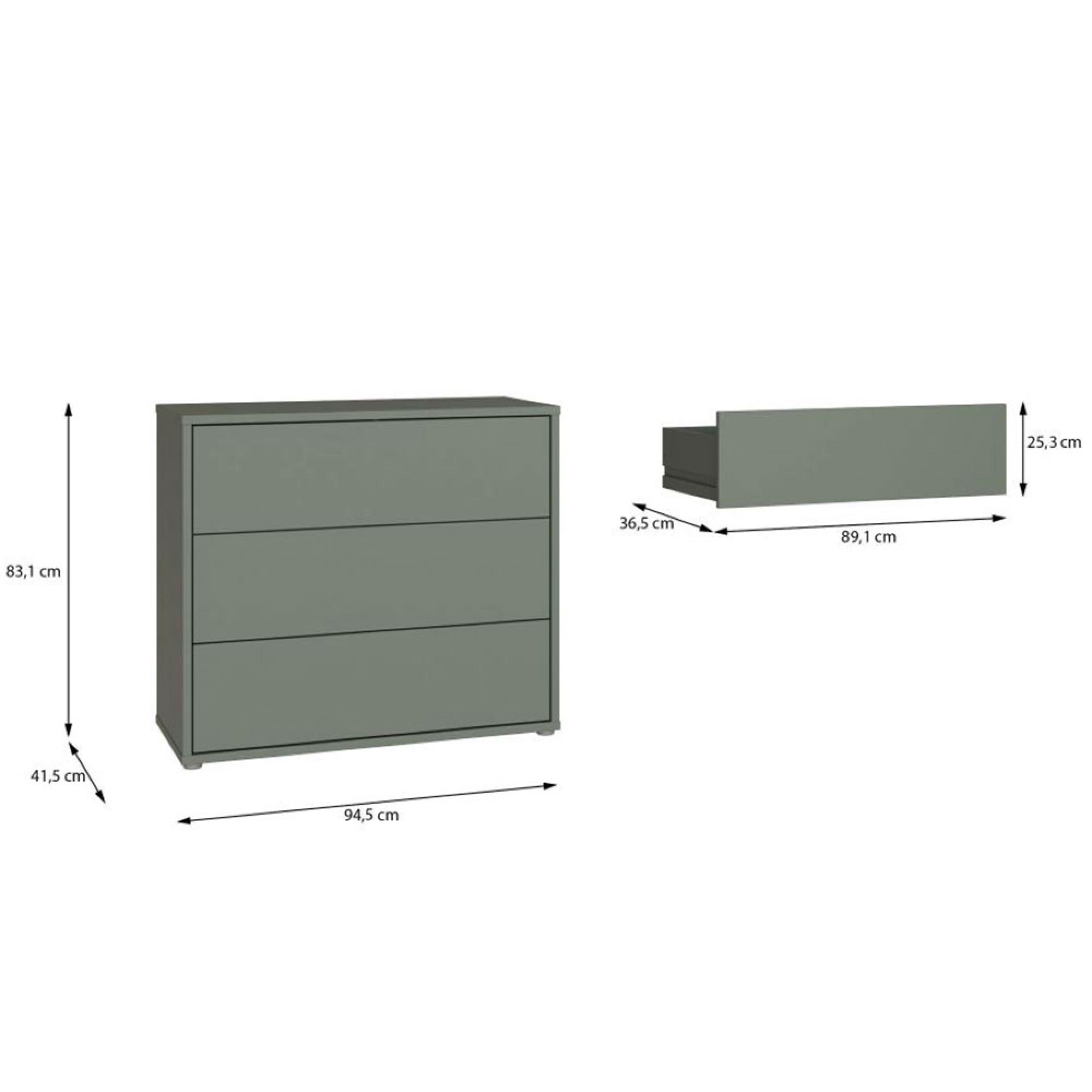 Alice Springs Chest - 3 Drawer - Sage Green