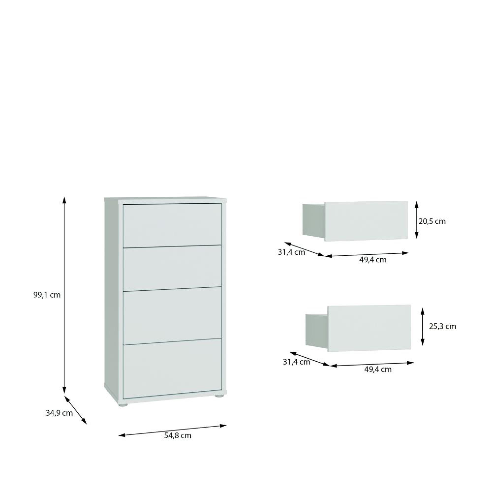 Alice Springs Chest - 4 Drawer - Tall - Light Grey