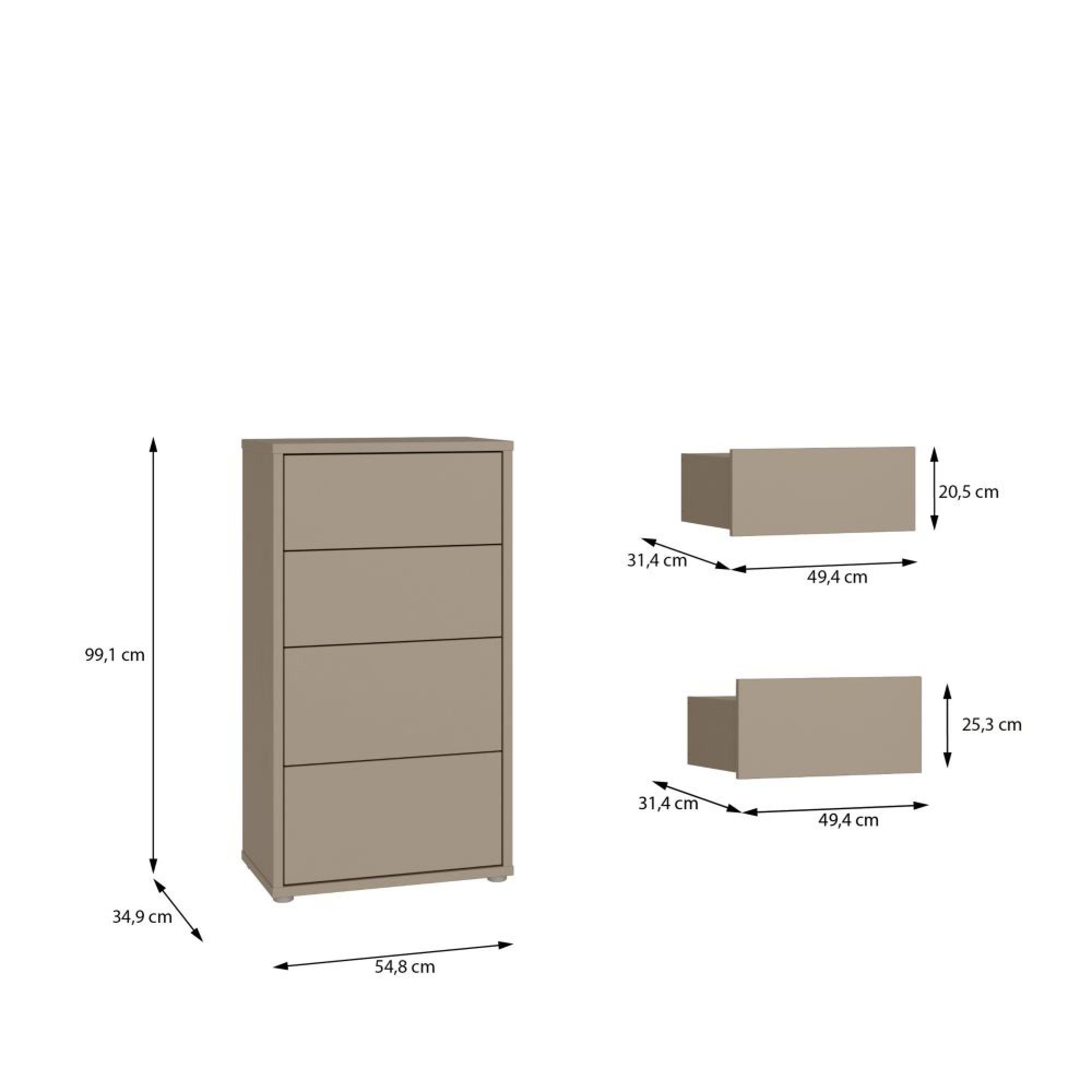 Alice Springs Chest - 4 Drawer - Tall - Taupe